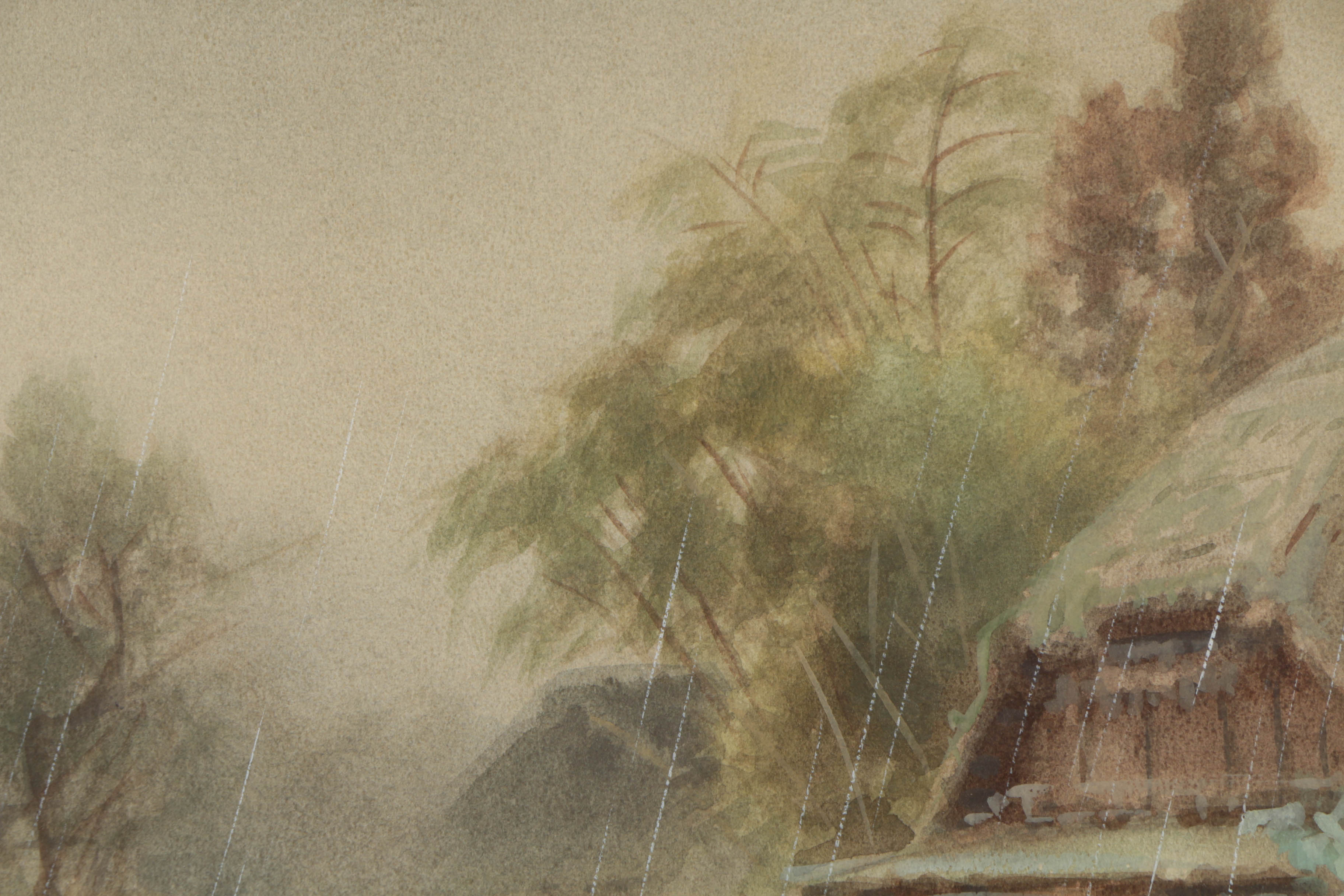 Terauchi Original Watercolor Painting of Rainy Scene