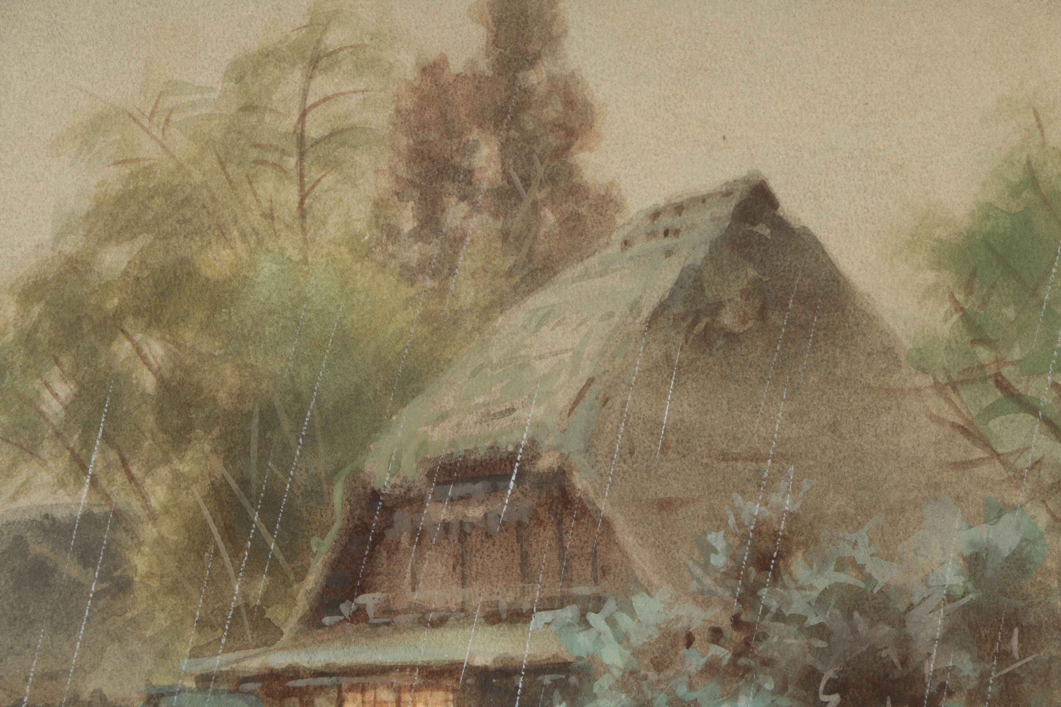 Terauchi Original Watercolor Painting of Rainy Scene