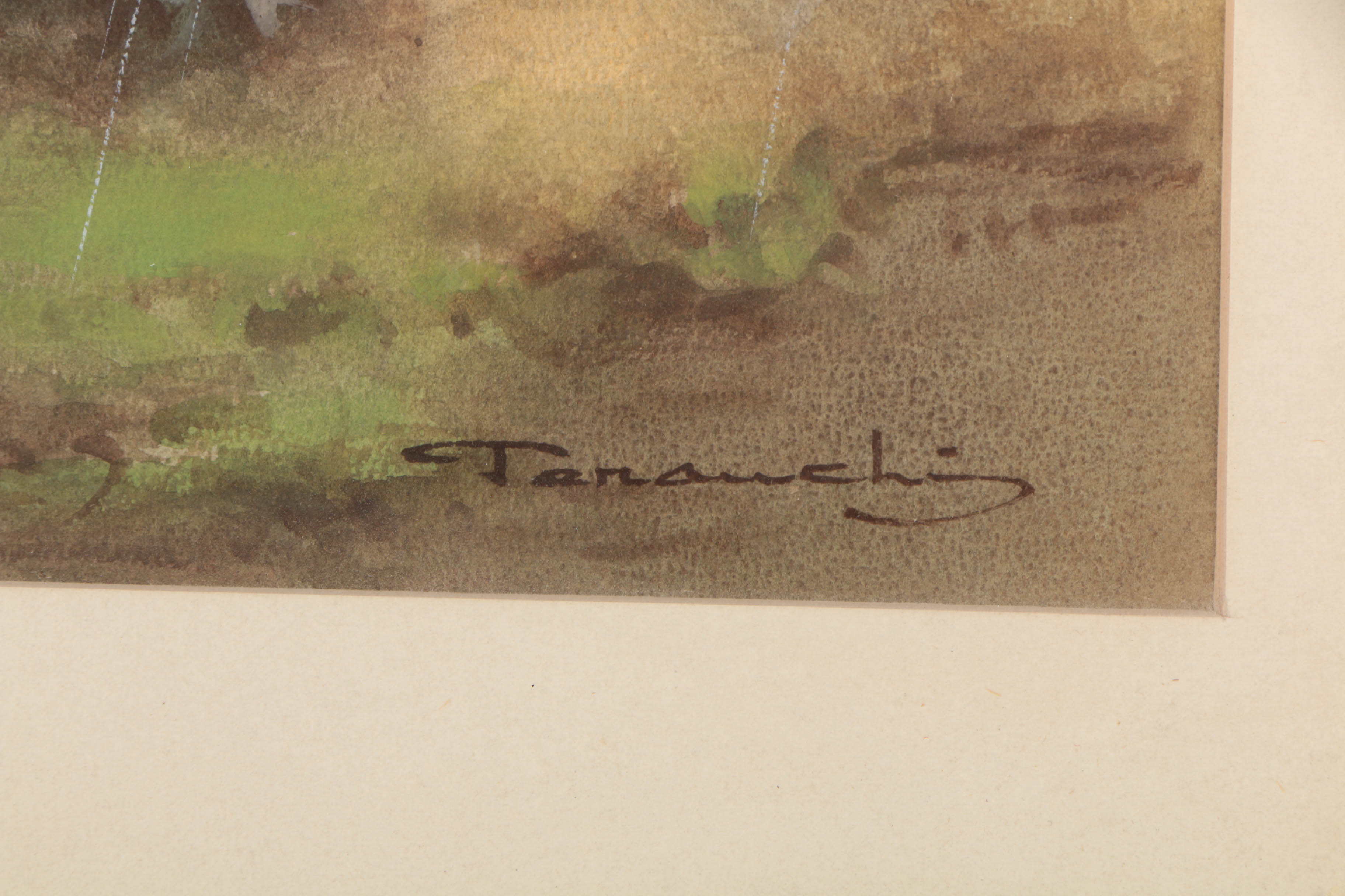 Terauchi Original Watercolor Painting of Rainy Scene