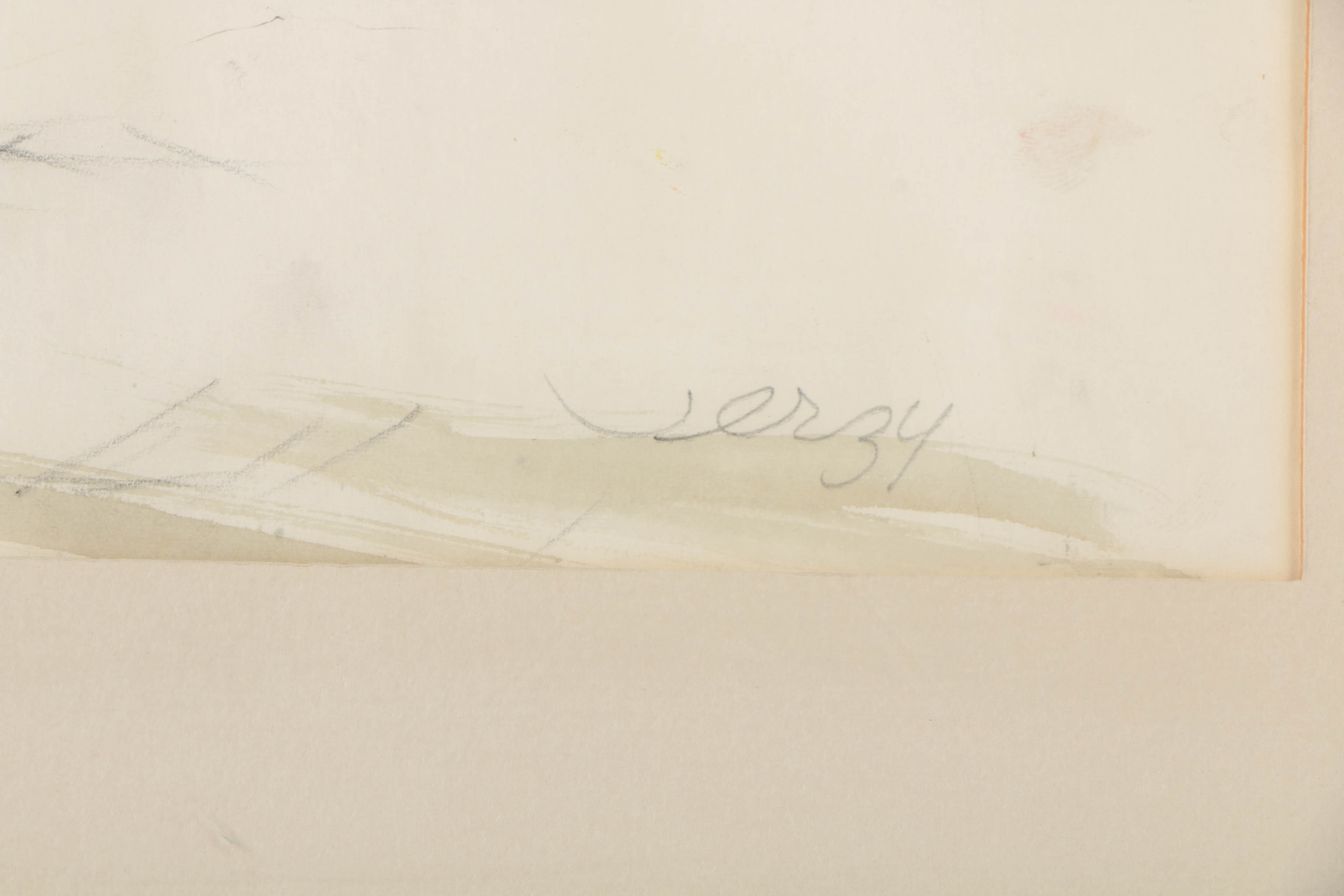 Richard Jerzy Watercolor and Graphite on Paper of Abstract Beach Landscape