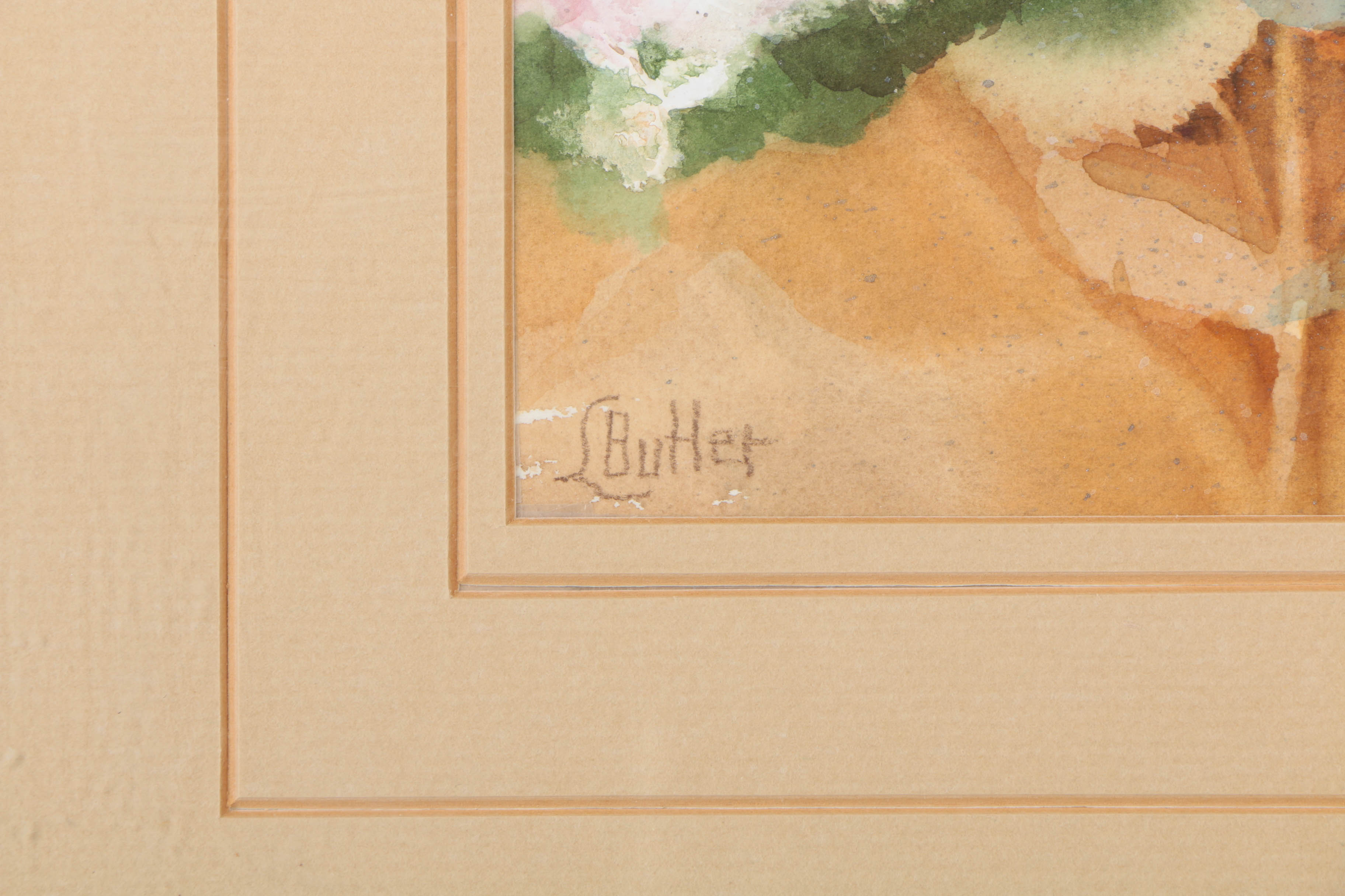 Louise Butler Watercolor with Mixed Media on Paper "Flowers"