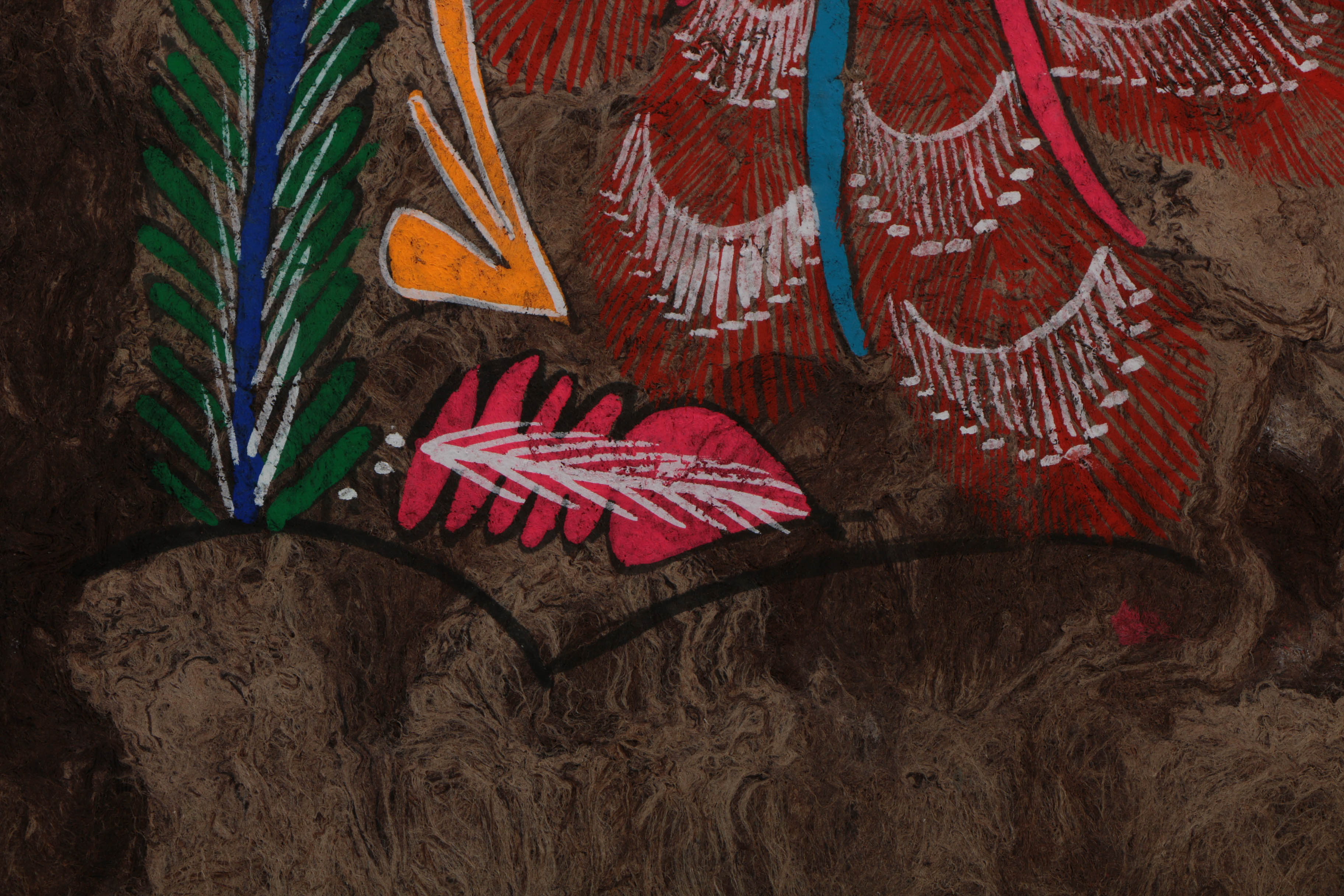 Three Mexican Folk Art Gouache Paintings on Bark