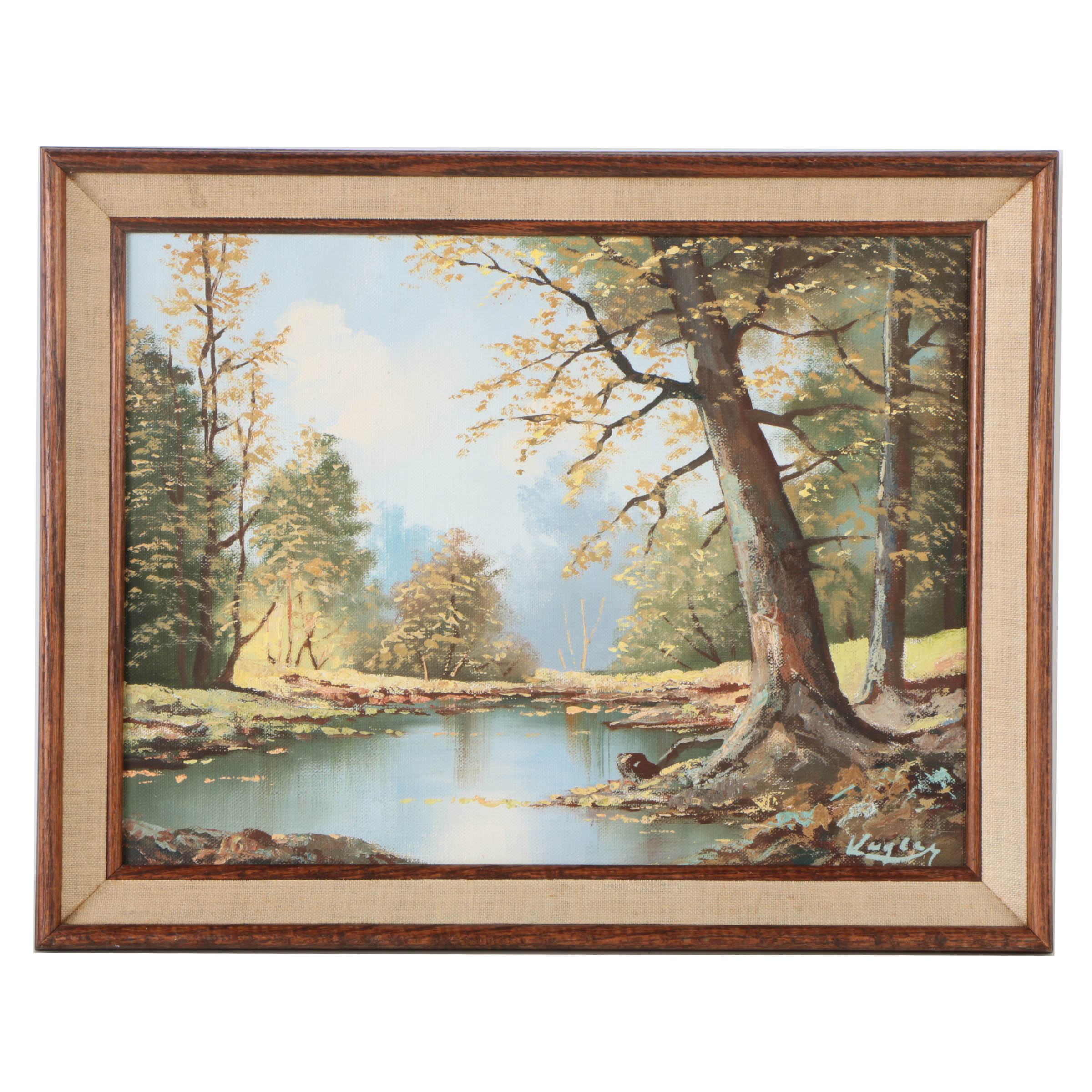 Kugler Oil Painting on Canvas of Creek Scene