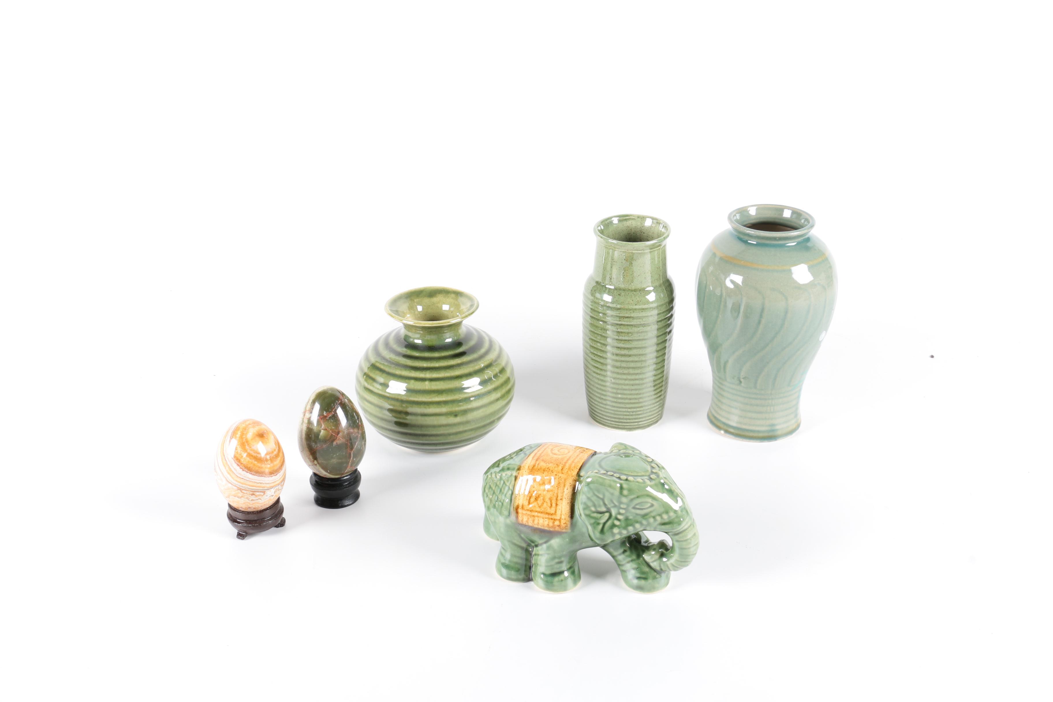 Decor Assortment Including Vases and Figurines