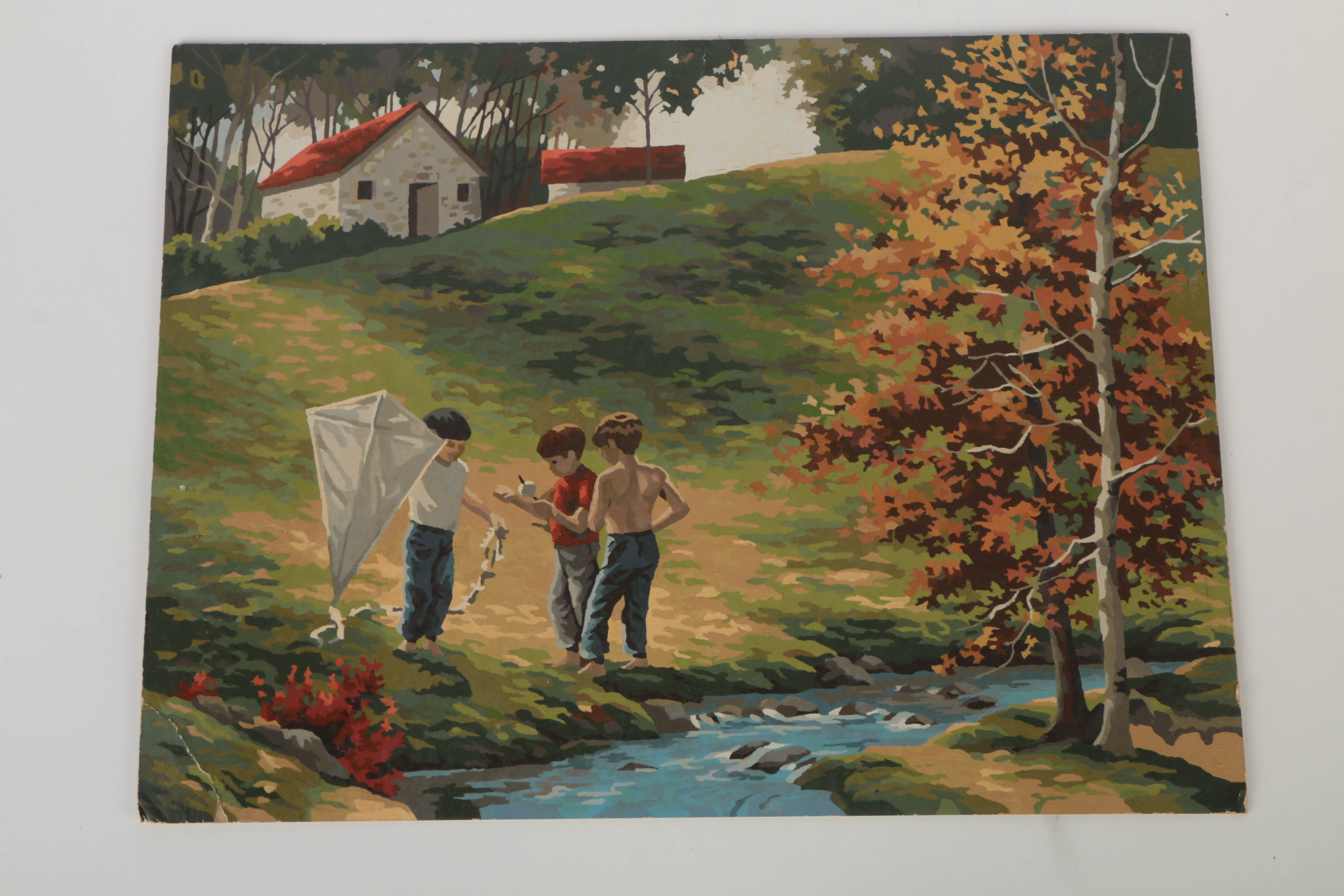 Pair of Paint-By-Numbers Acrylic Paintings