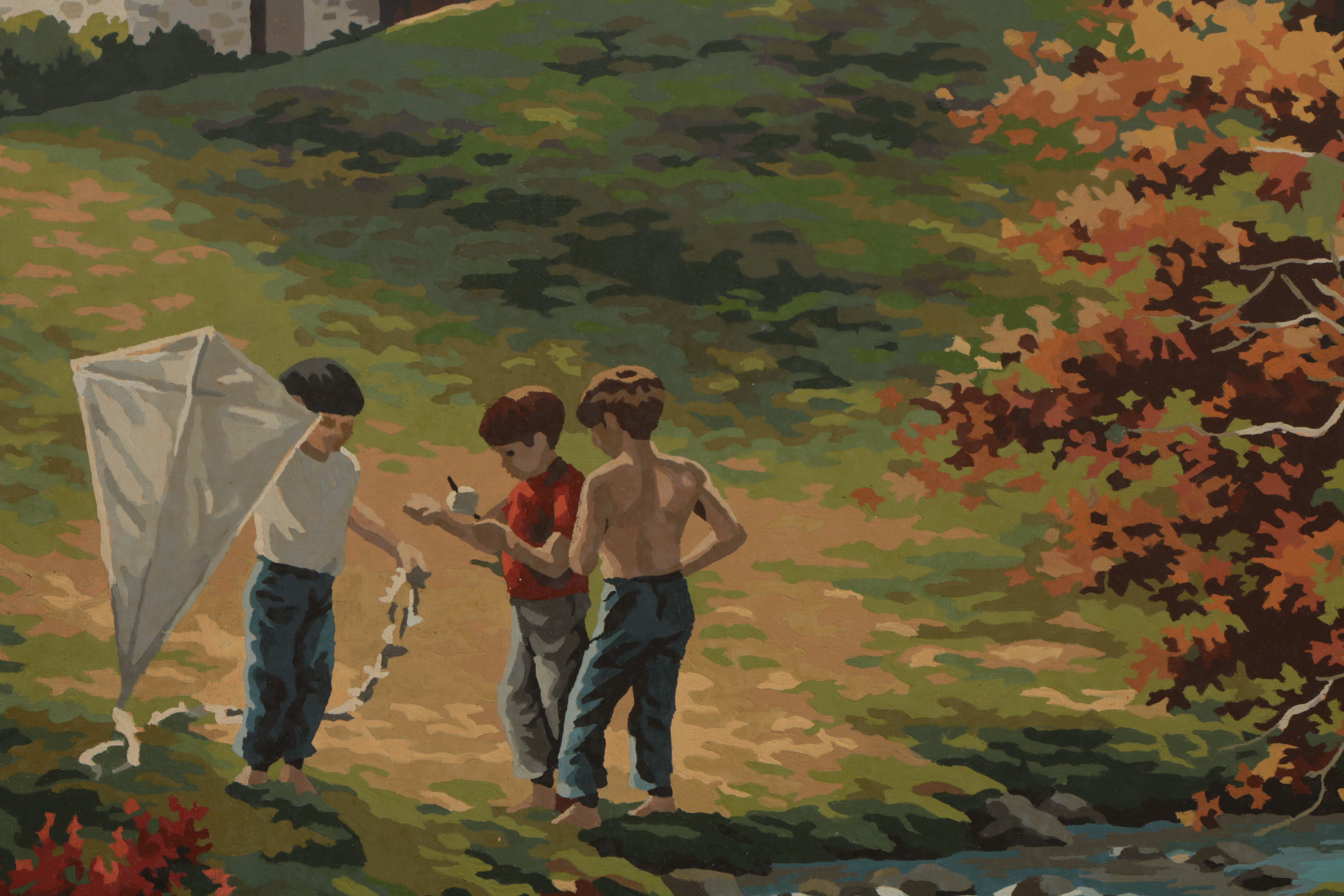 Pair of Paint-By-Numbers Acrylic Paintings