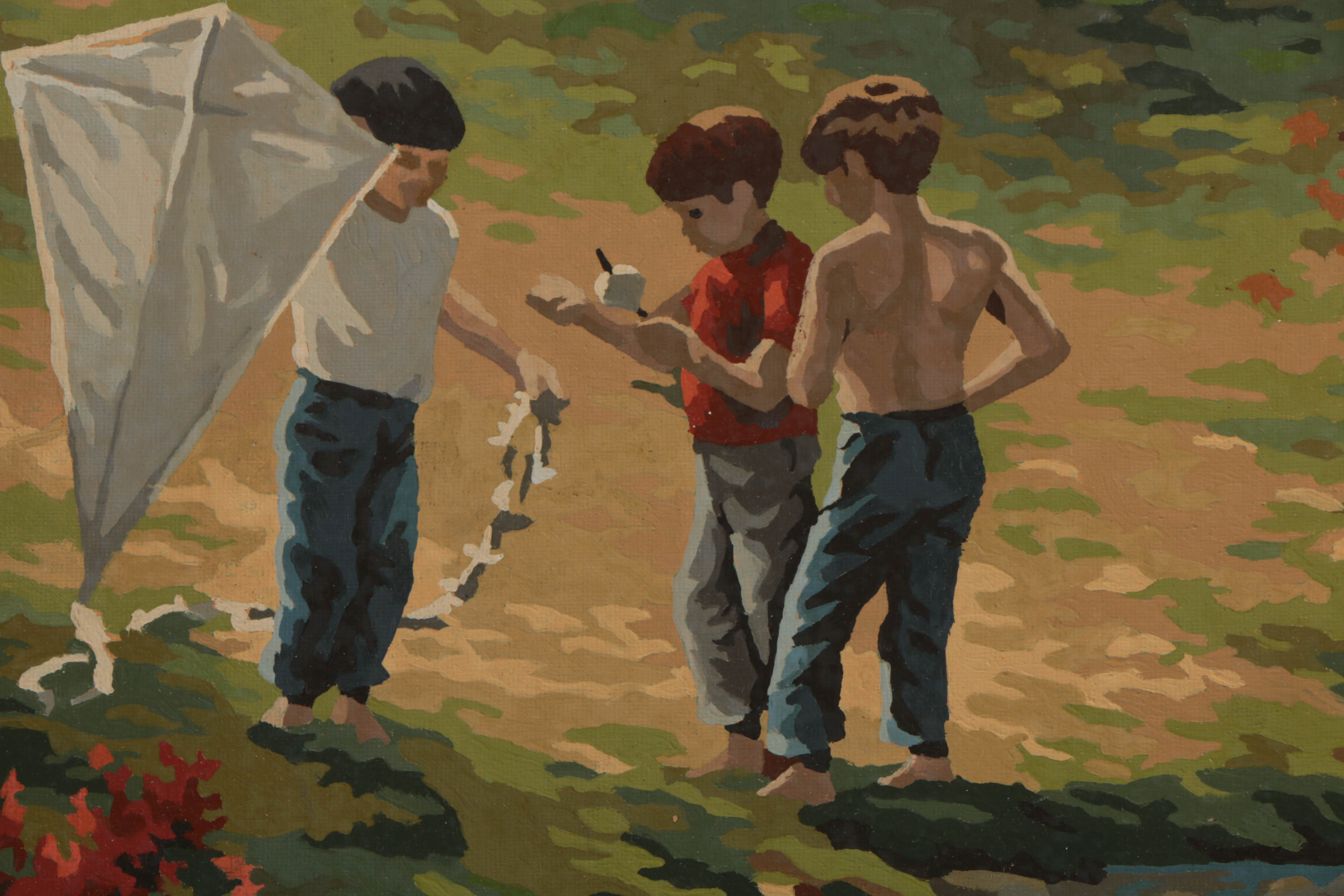 Pair of Paint-By-Numbers Acrylic Paintings