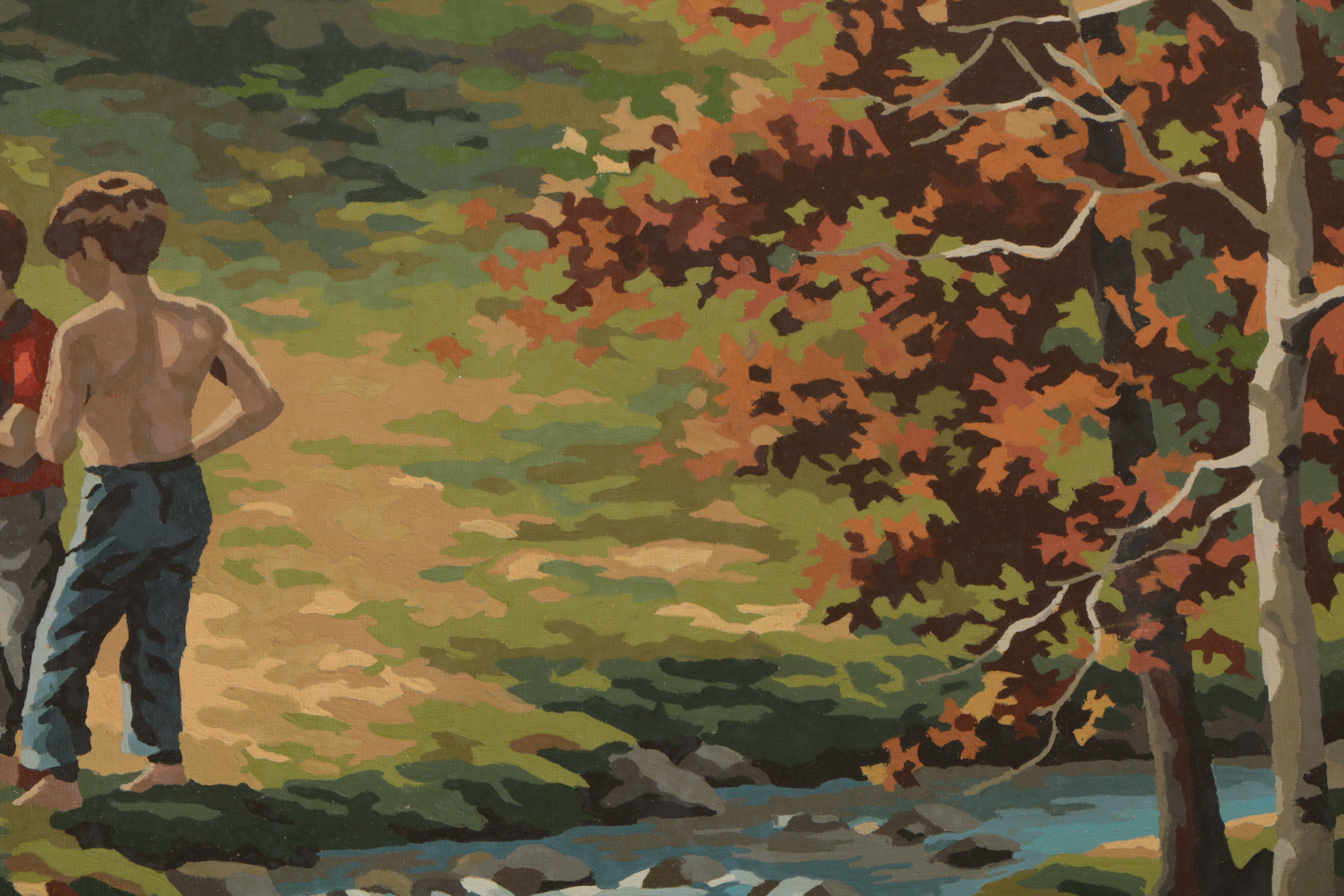 Pair of Paint-By-Numbers Acrylic Paintings