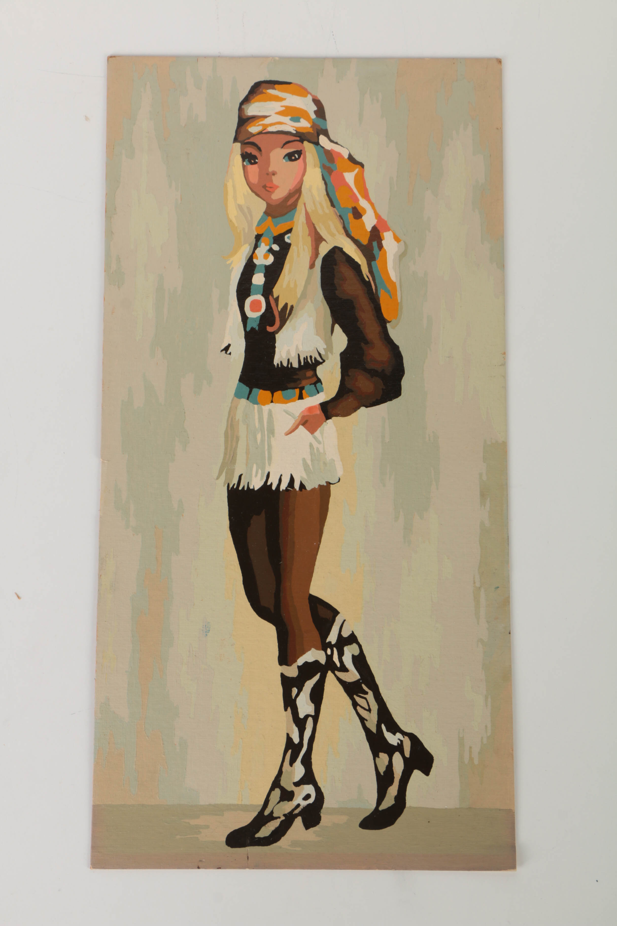 Pair of Paint-By-Numbers Acrylic Paintings