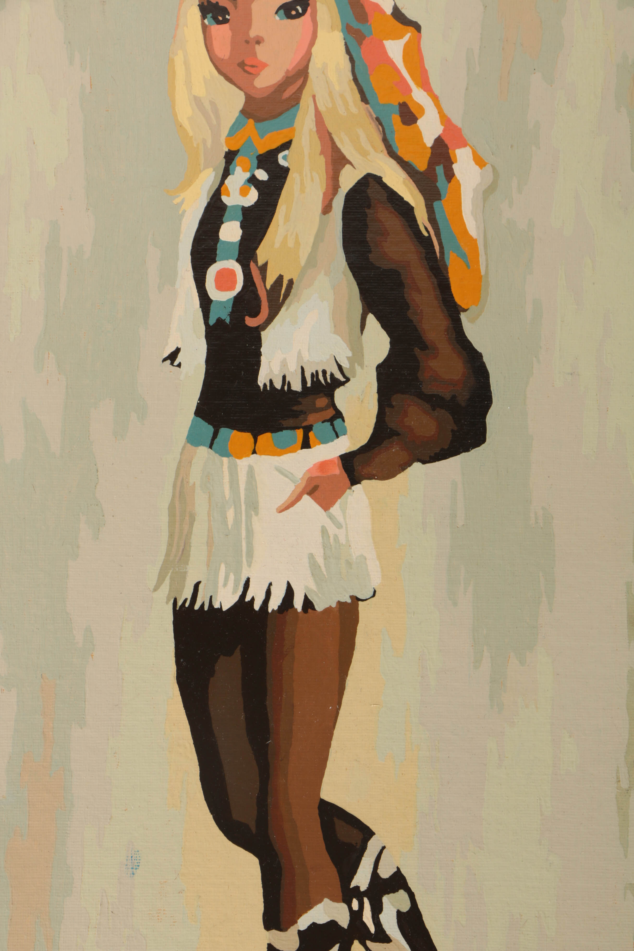 Pair of Paint-By-Numbers Acrylic Paintings