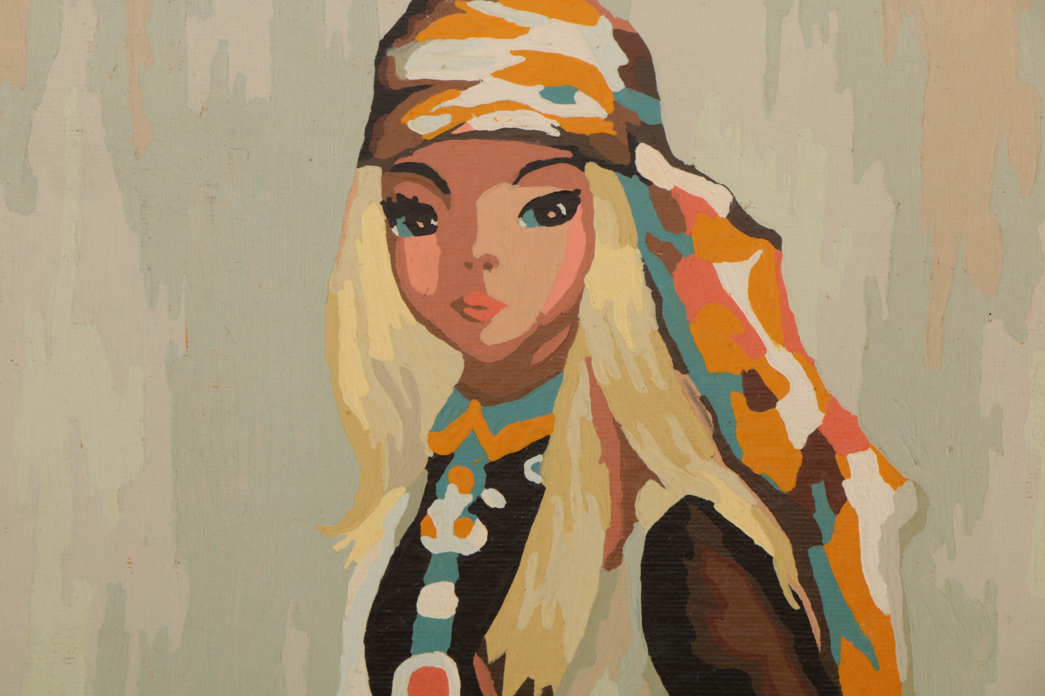 Pair of Paint-By-Numbers Acrylic Paintings