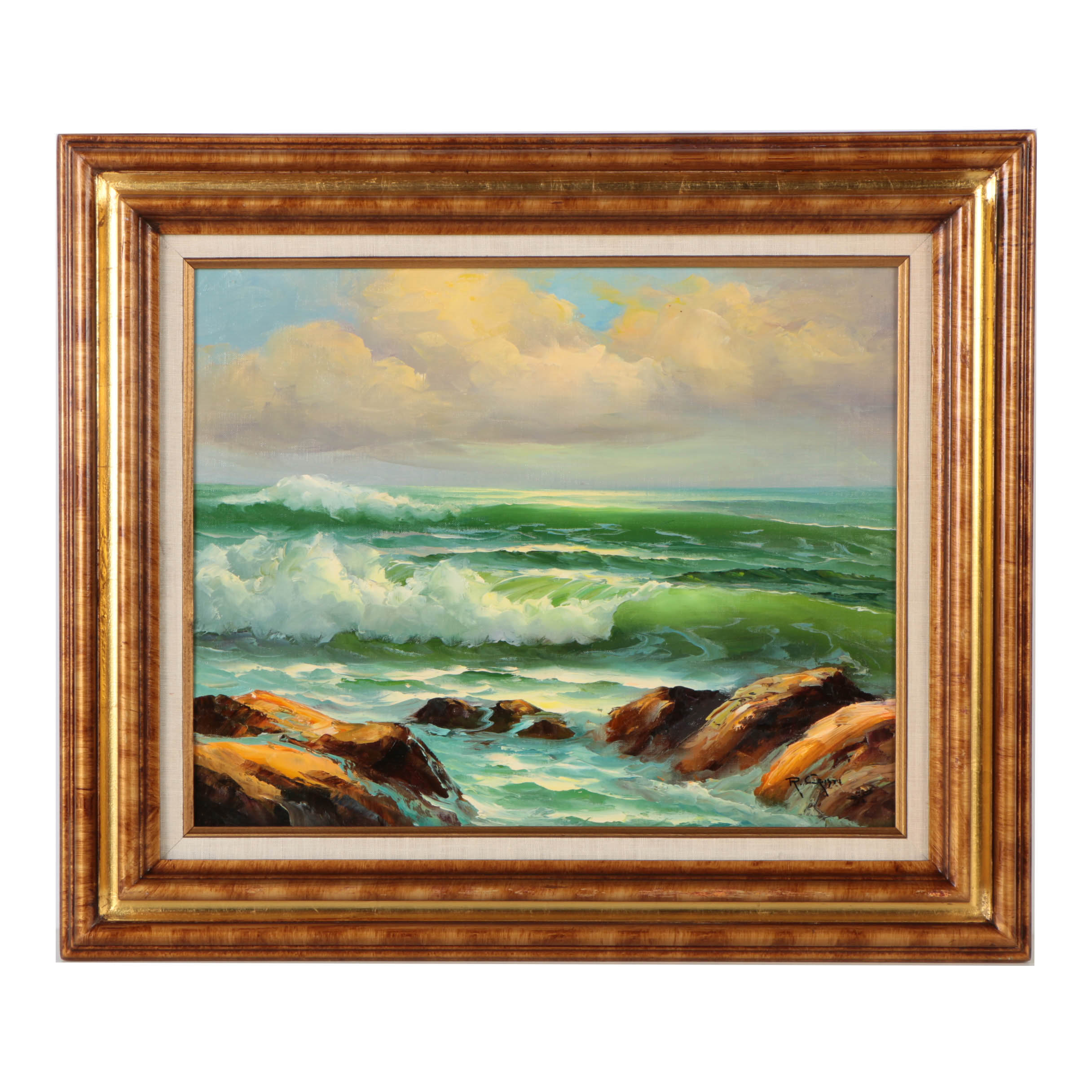 R. Cristi Oil on Canvas Seascape Painting
