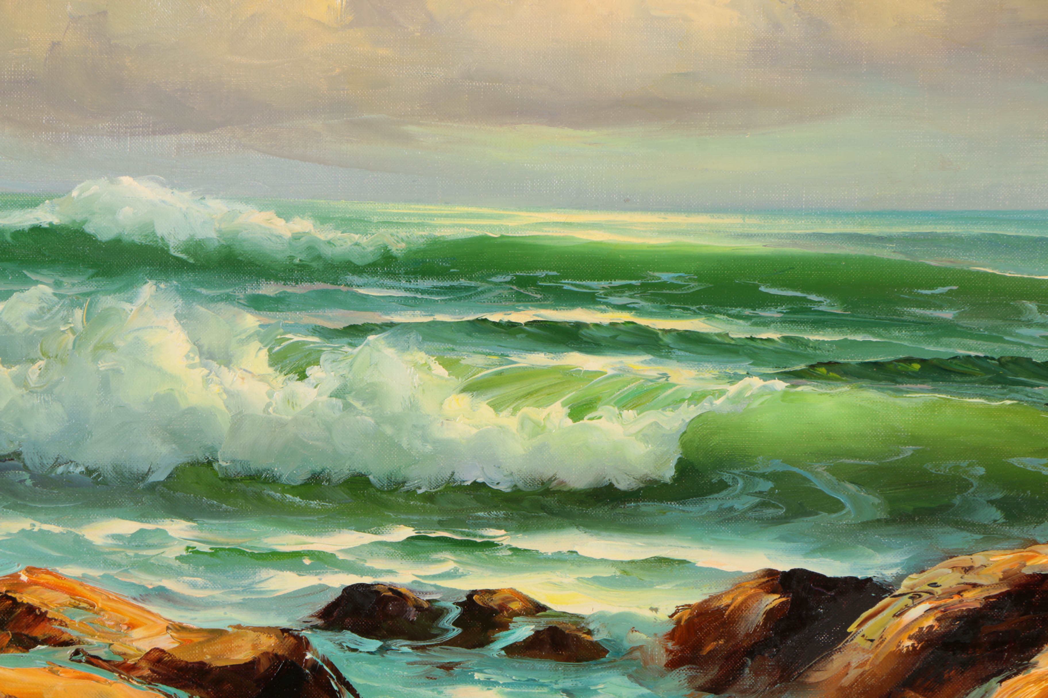 R. Cristi Oil on Canvas Seascape Painting