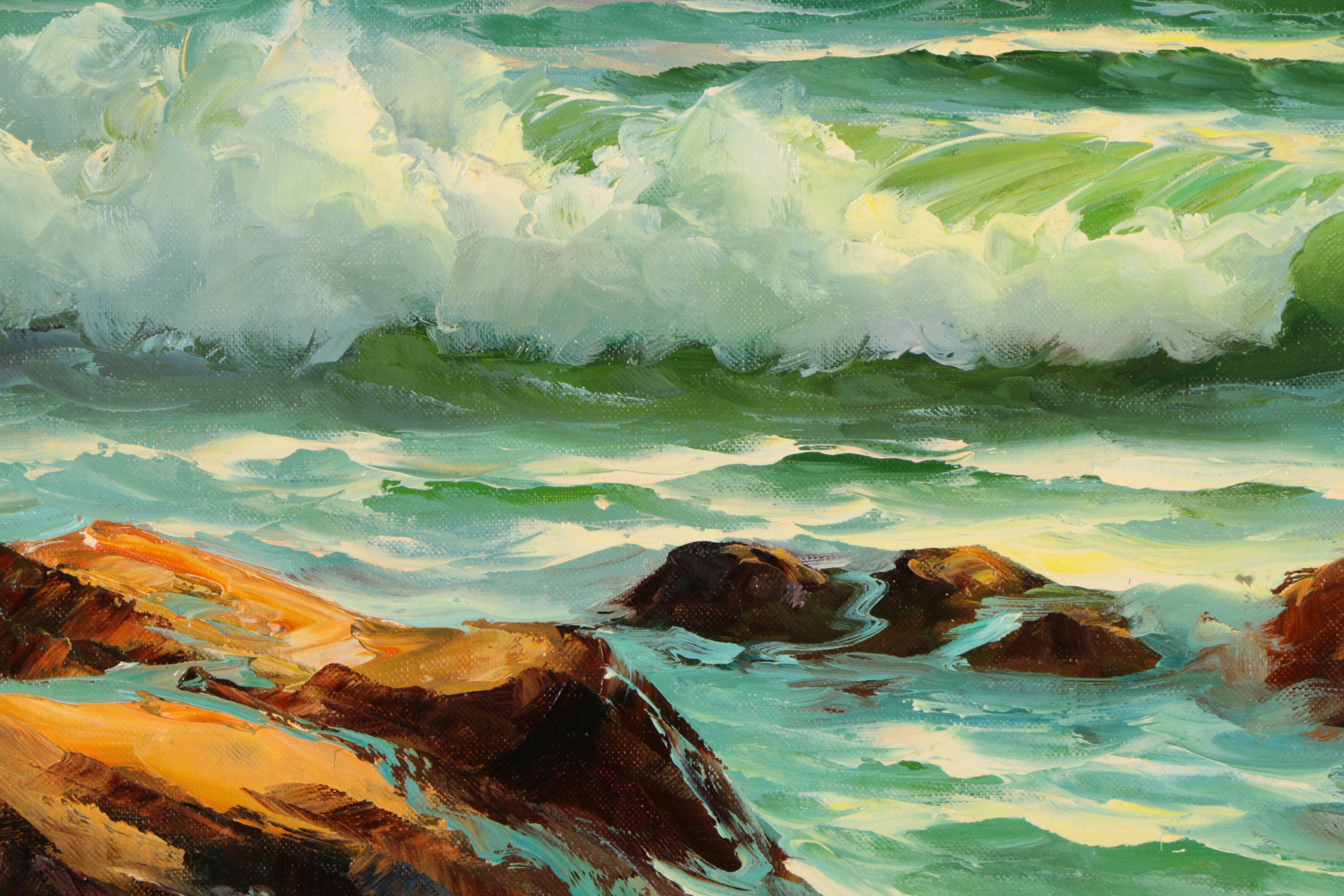 R. Cristi Oil on Canvas Seascape Painting