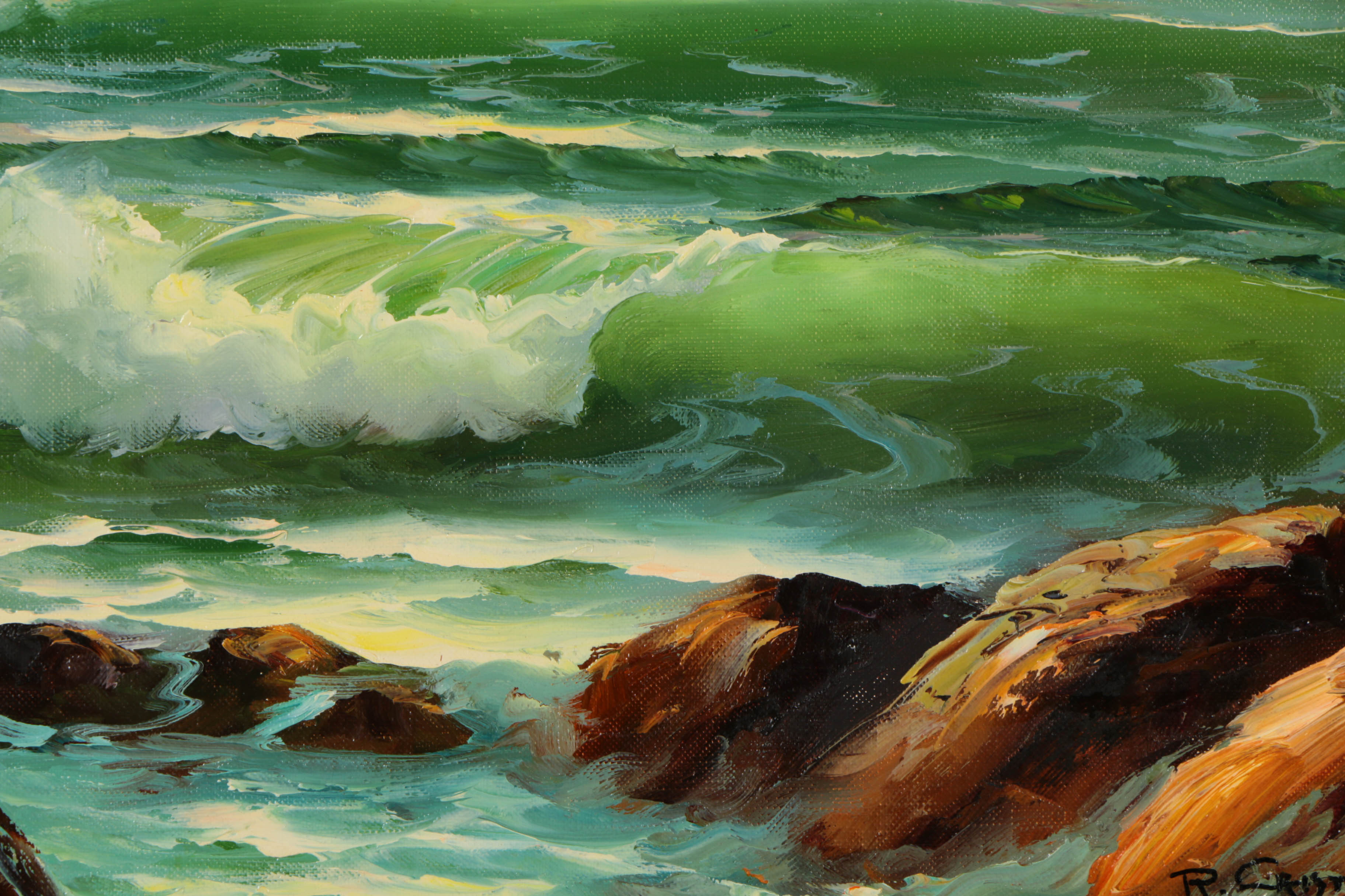 R. Cristi Oil on Canvas Seascape Painting