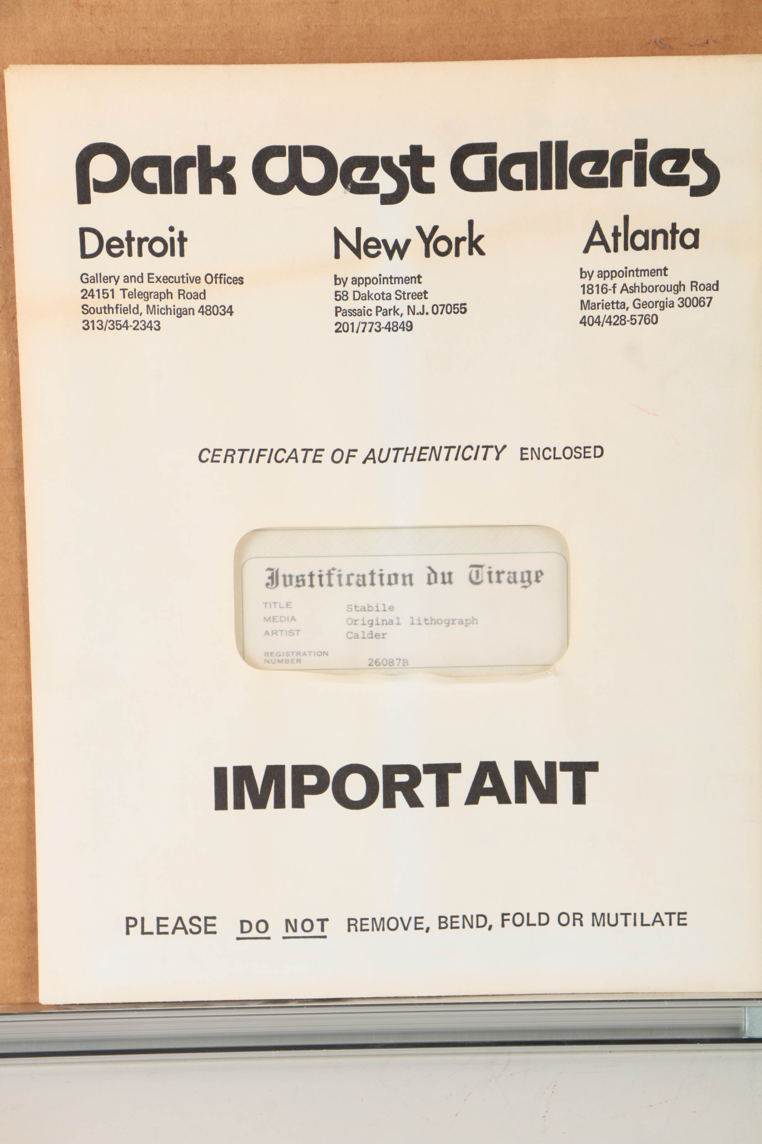 Lithograph on Paper After Alexander Calder's "Stabile"