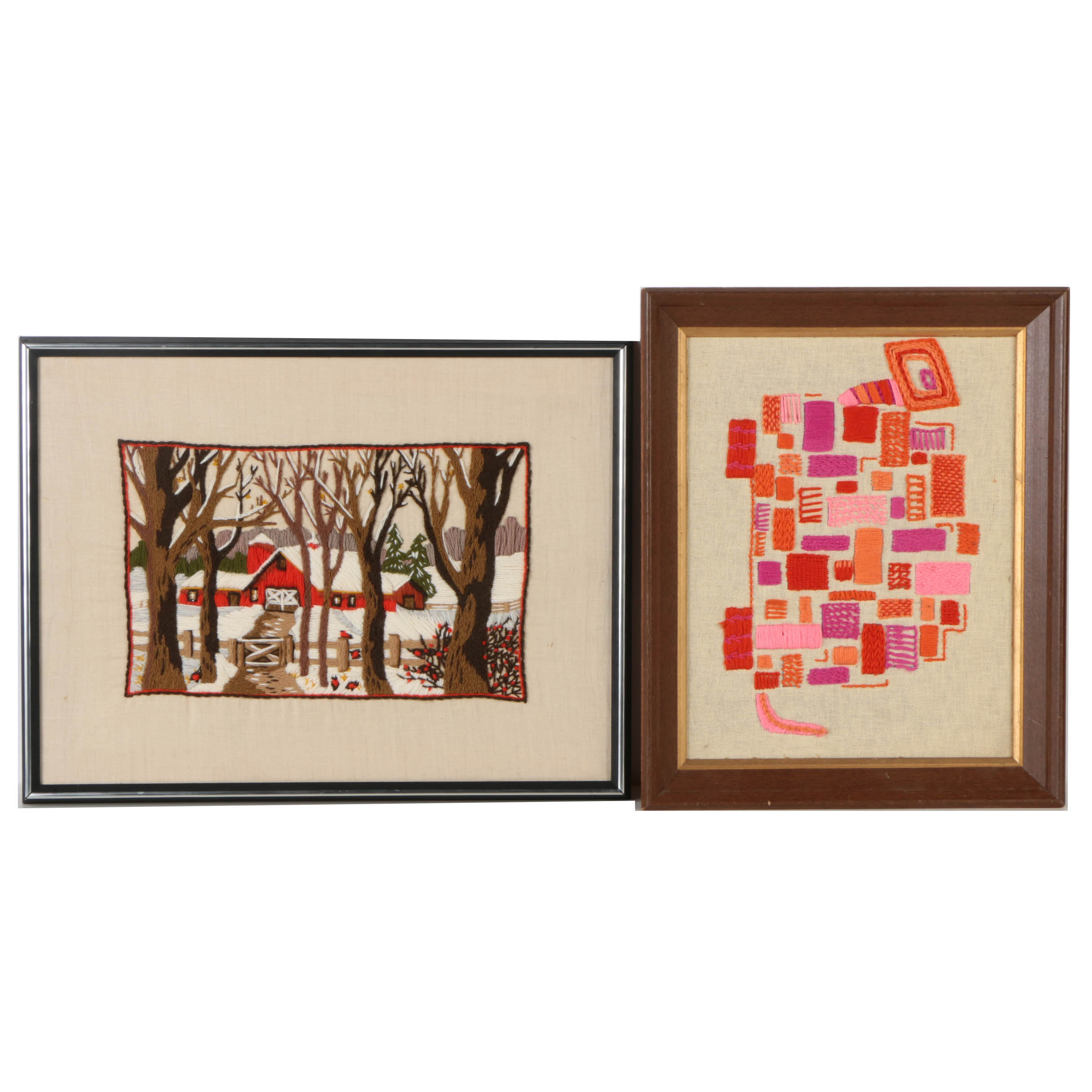 Two Hand Embroidered Art Pieces