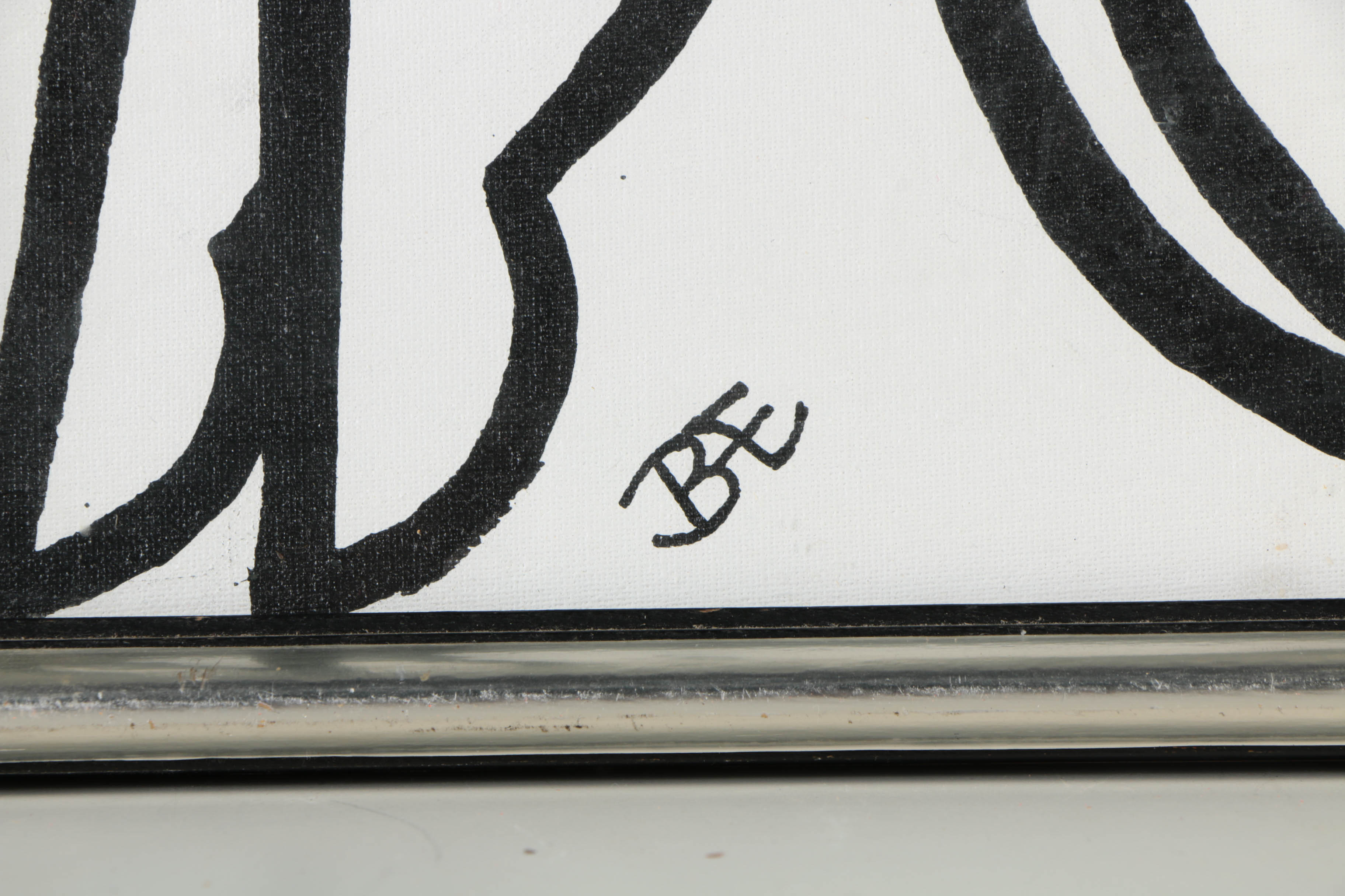 B.E. Acrylic Painting on Canvas Board of Abstract Female Nude