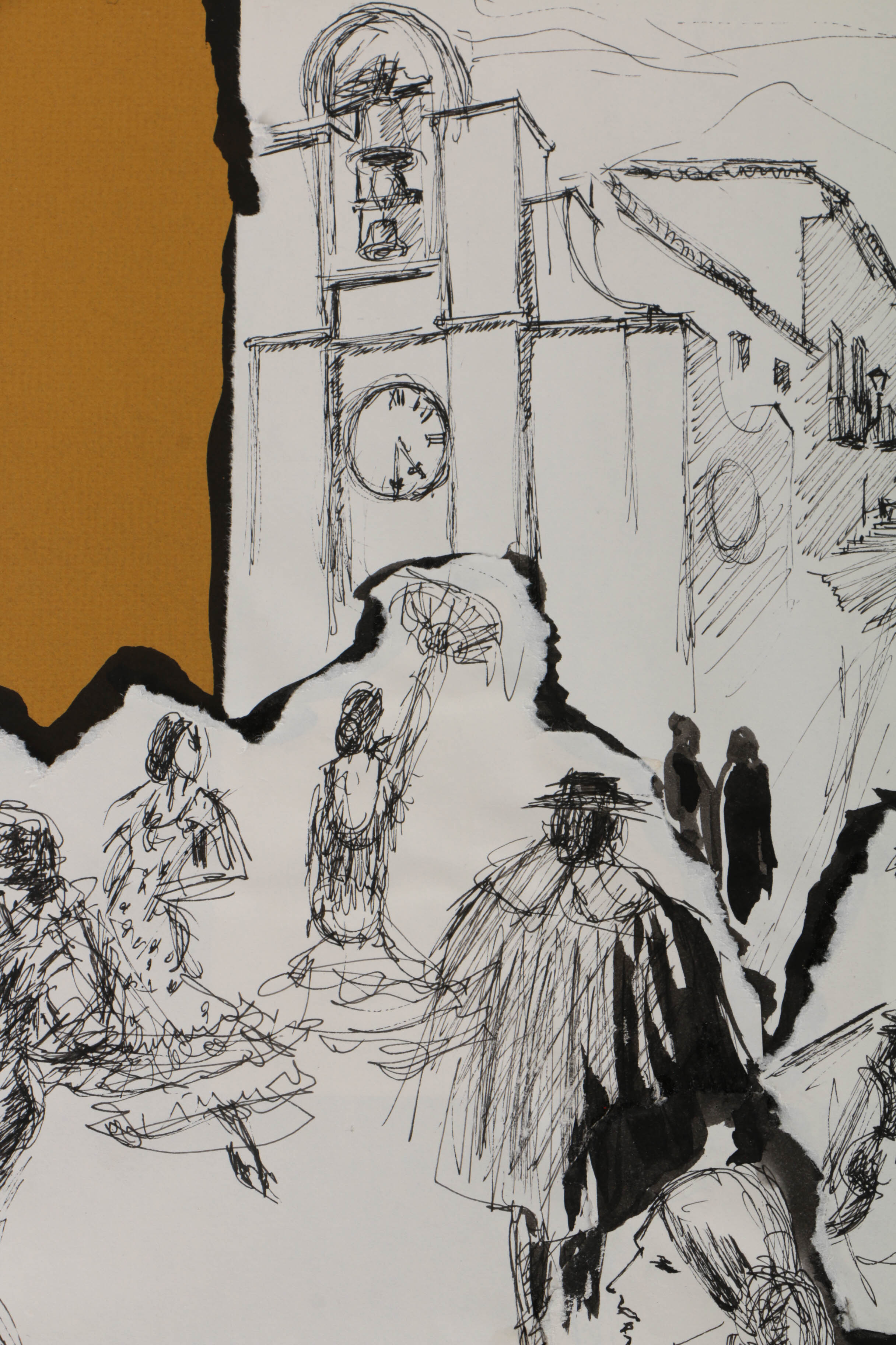 Jean Harding Brown Ink Drawings "Memory of Spain" and "Korab in the Studio"