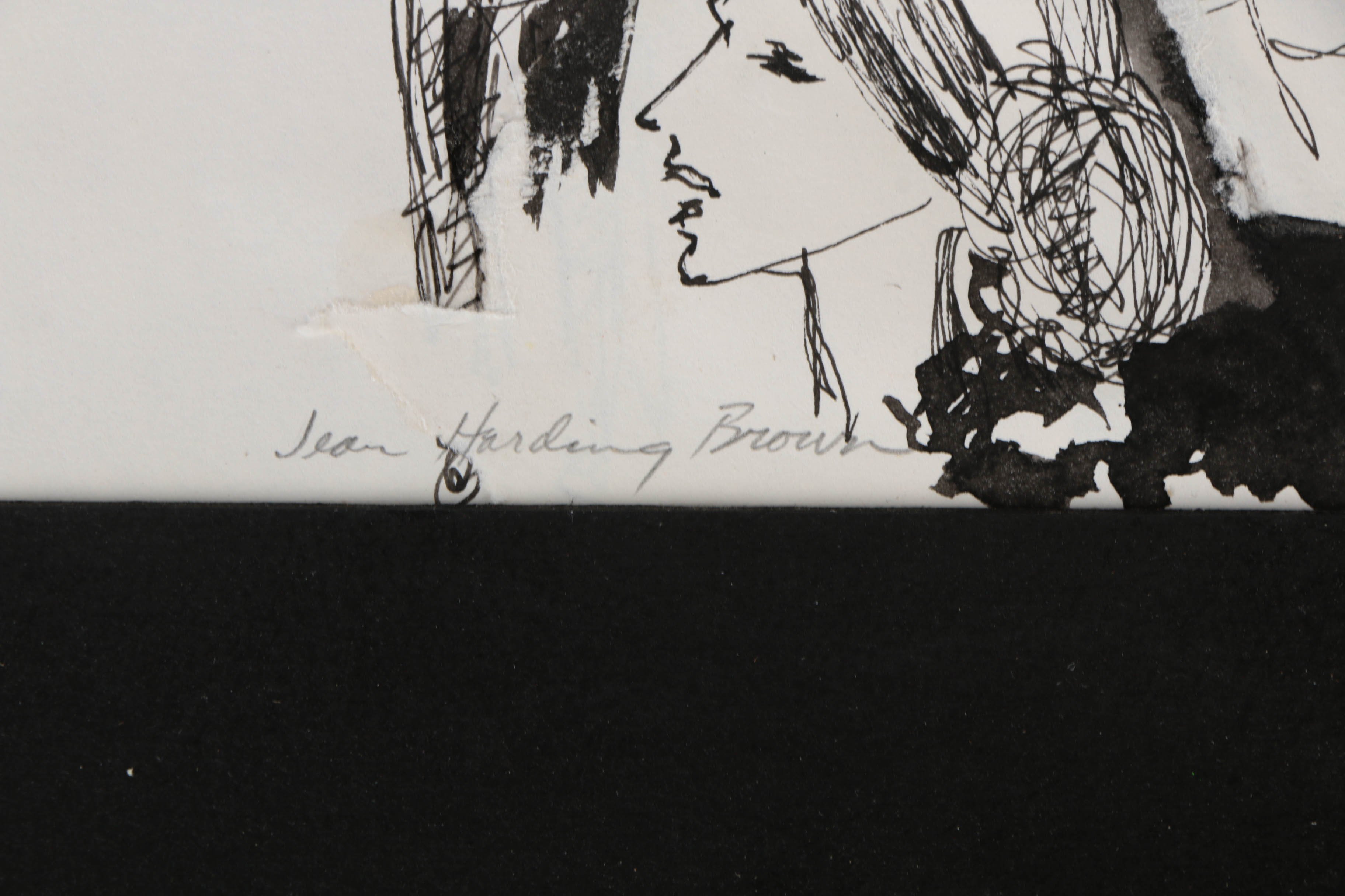 Jean Harding Brown Ink Drawings "Memory of Spain" and "Korab in the Studio"