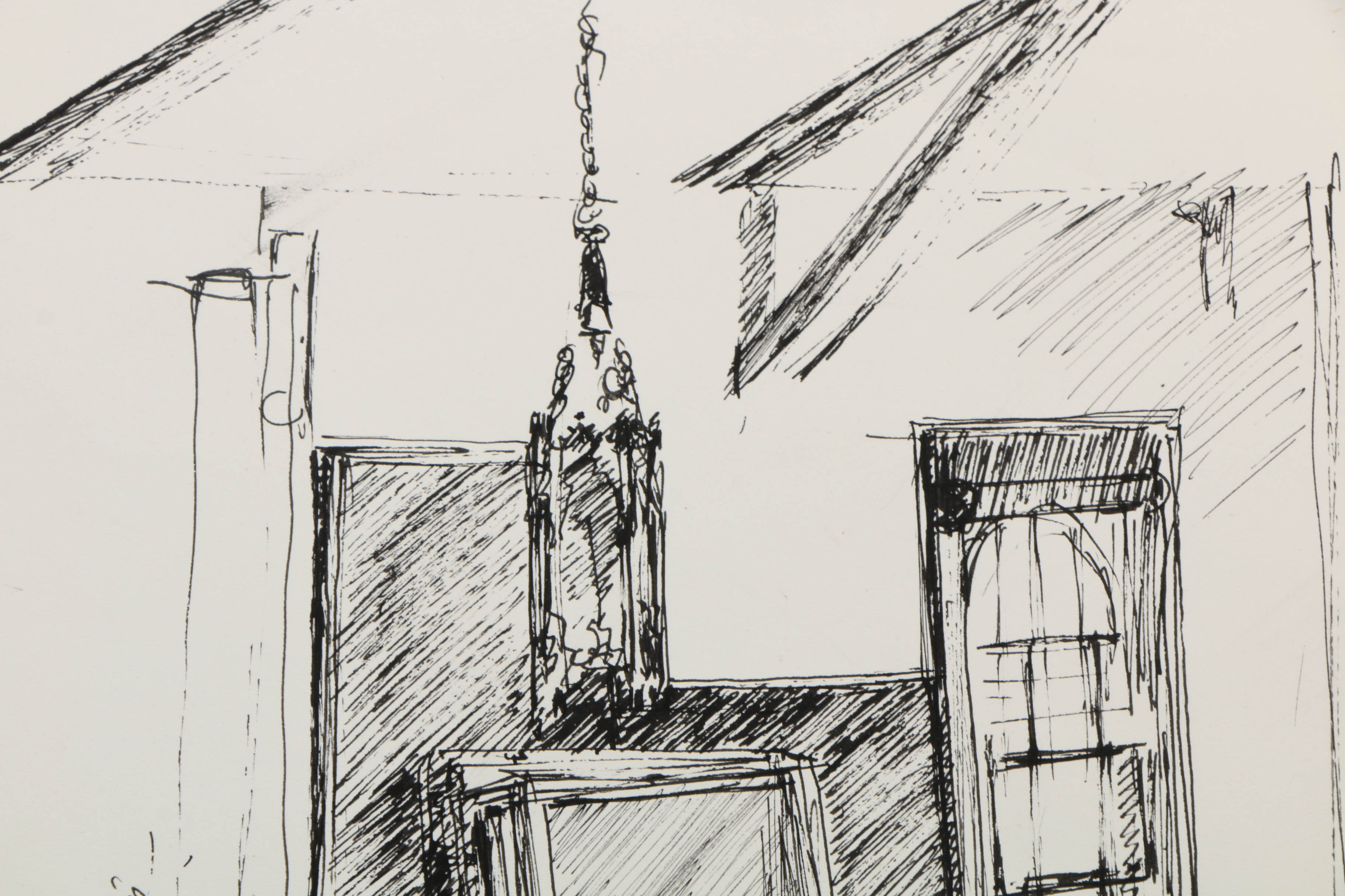 Jean Harding Brown Ink Drawings "Memory of Spain" and "Korab in the Studio"