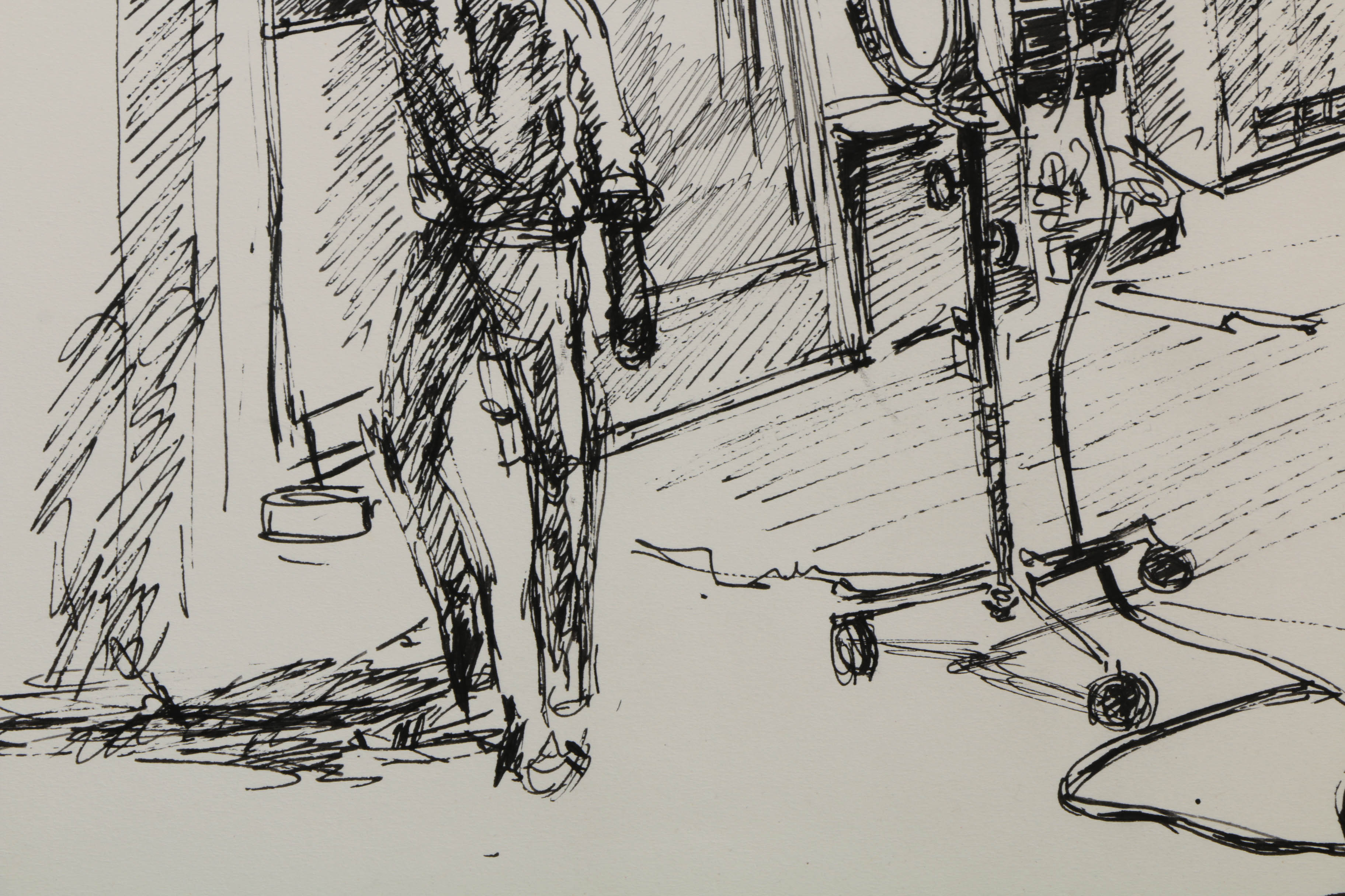 Jean Harding Brown Ink Drawings "Memory of Spain" and "Korab in the Studio"