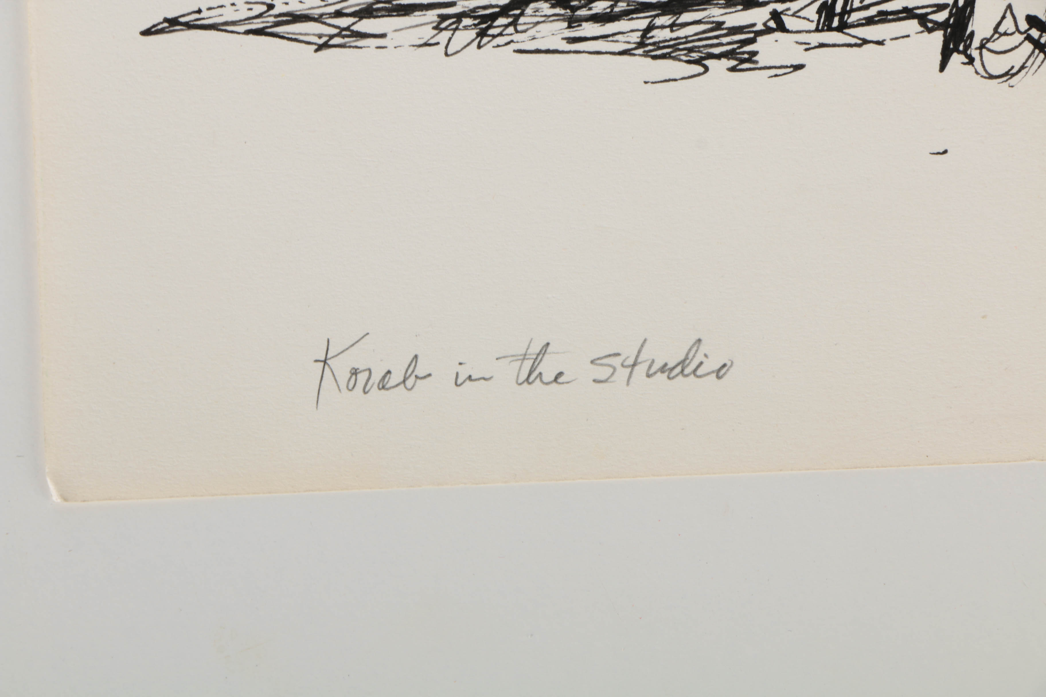 Jean Harding Brown Ink Drawings "Memory of Spain" and "Korab in the Studio"