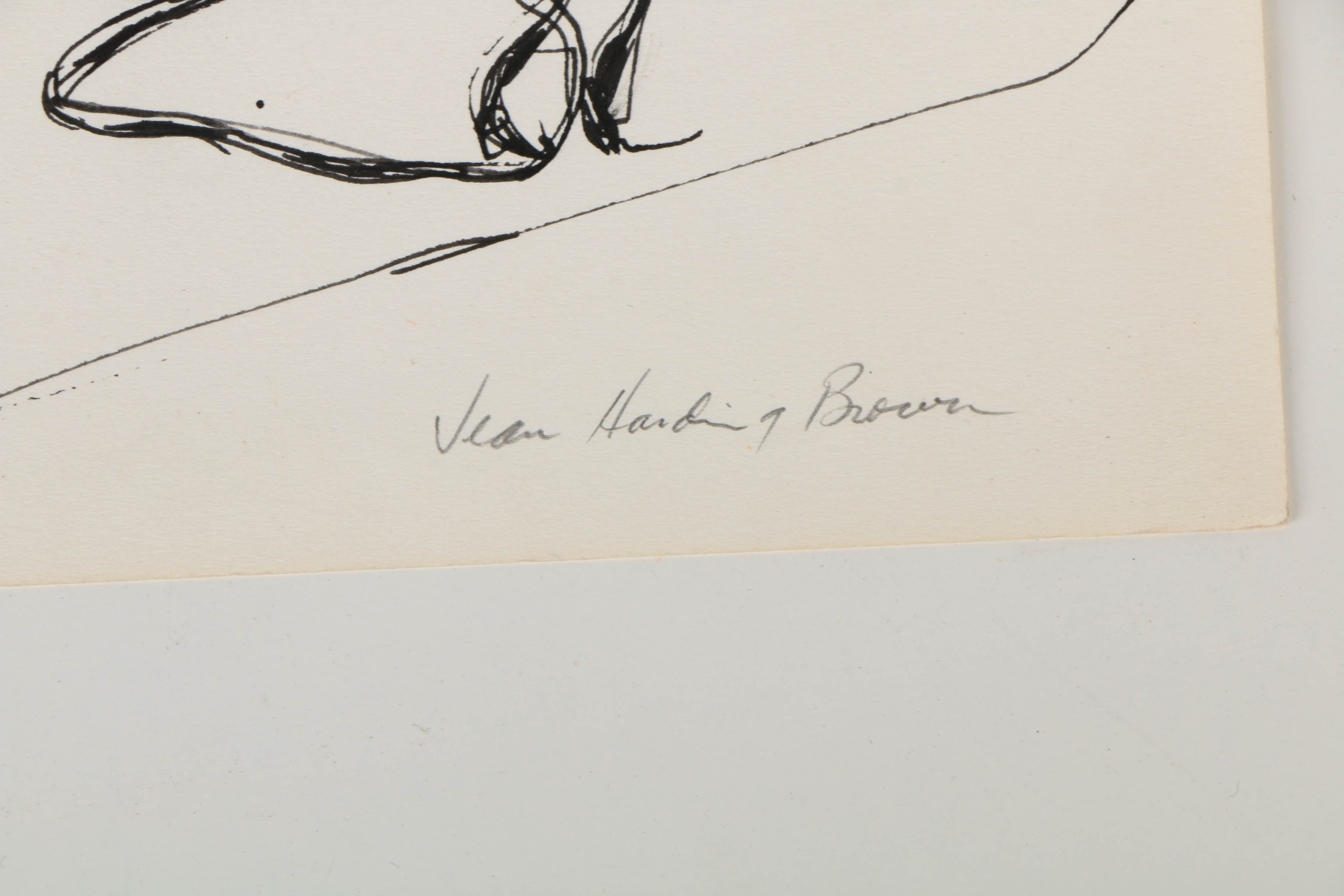 Jean Harding Brown Ink Drawings "Memory of Spain" and "Korab in the Studio"