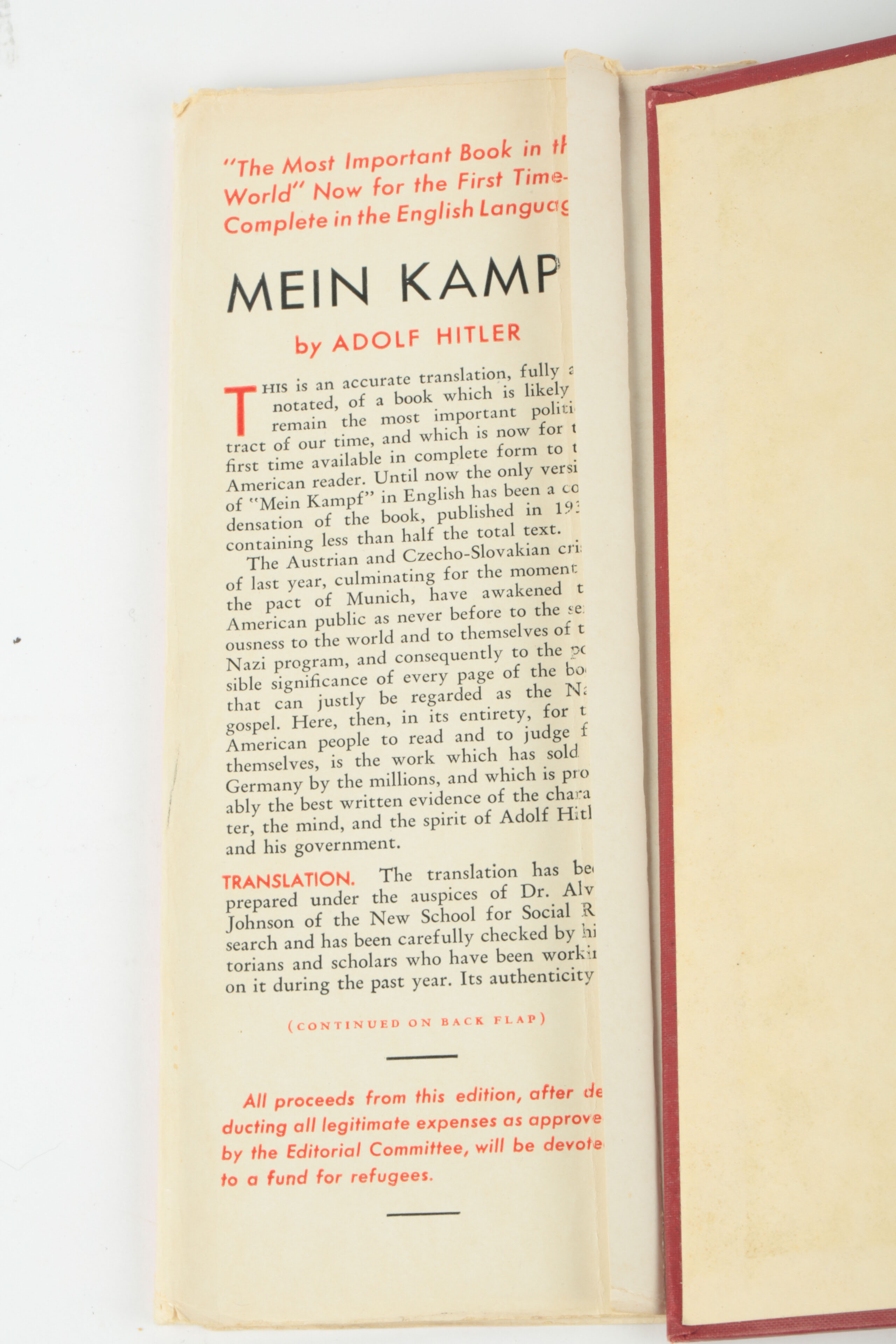 1939 First American Edition of "Mein Kampf"