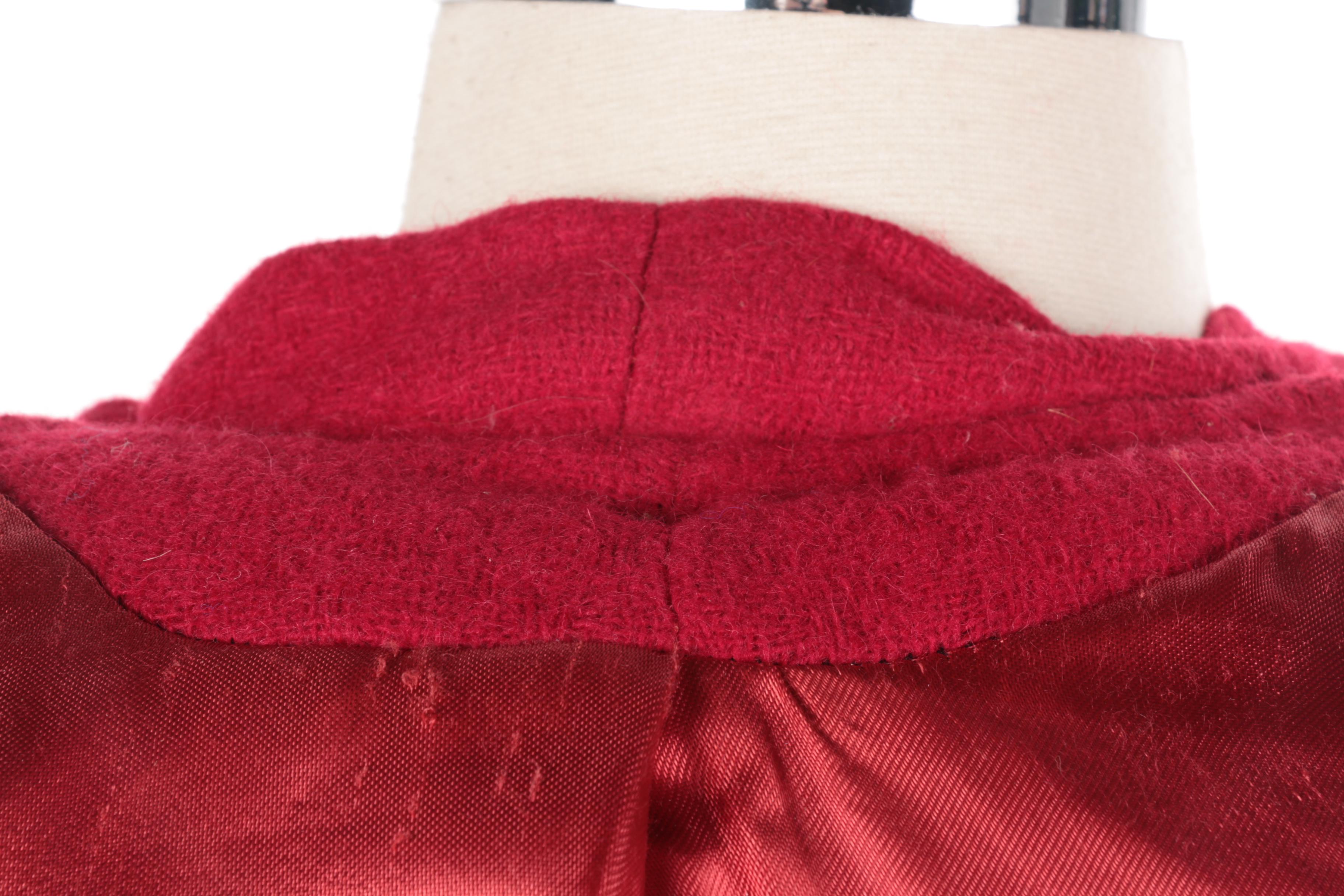 Red Coat with Rabbit Fur Collar