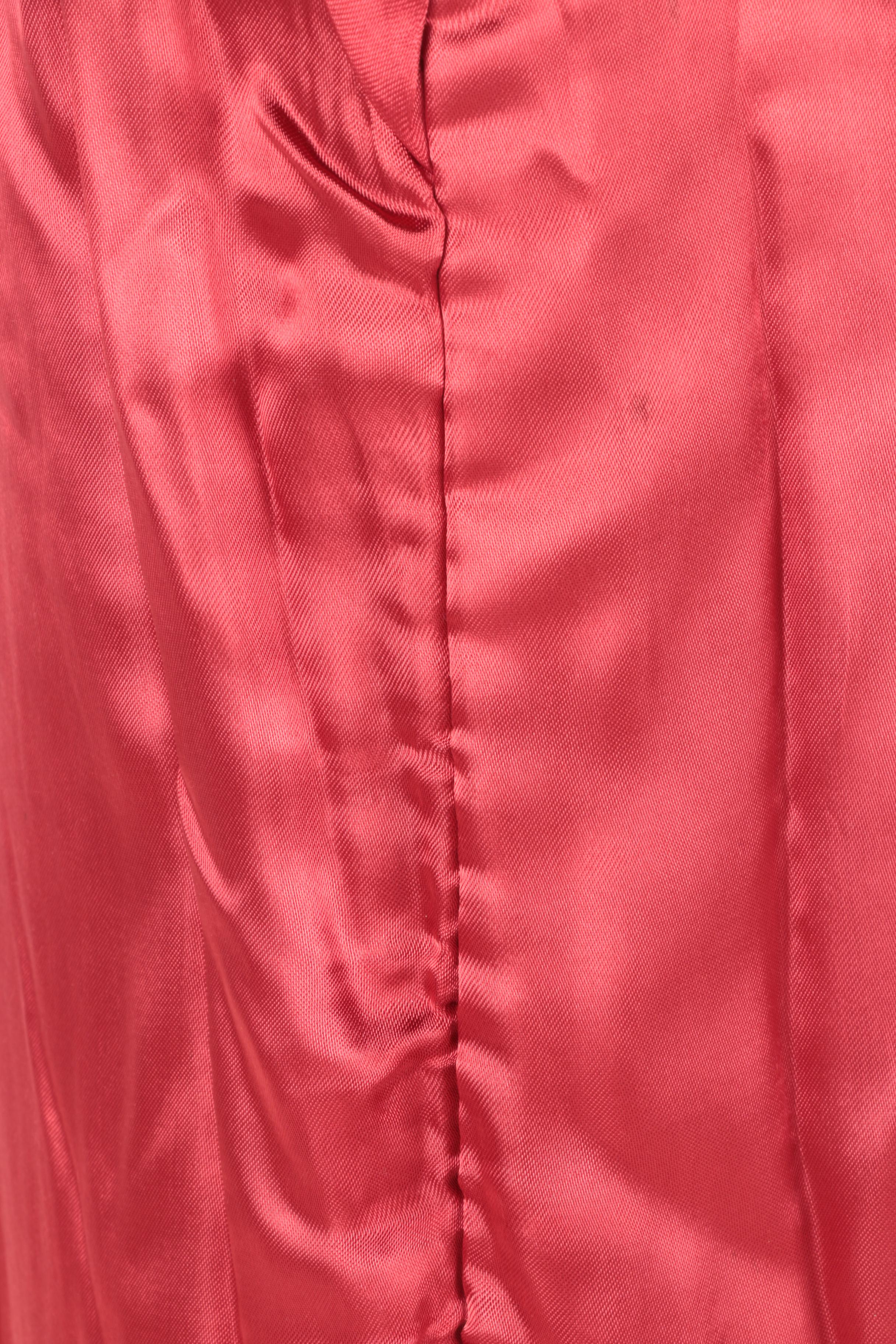 Red Coat with Rabbit Fur Collar