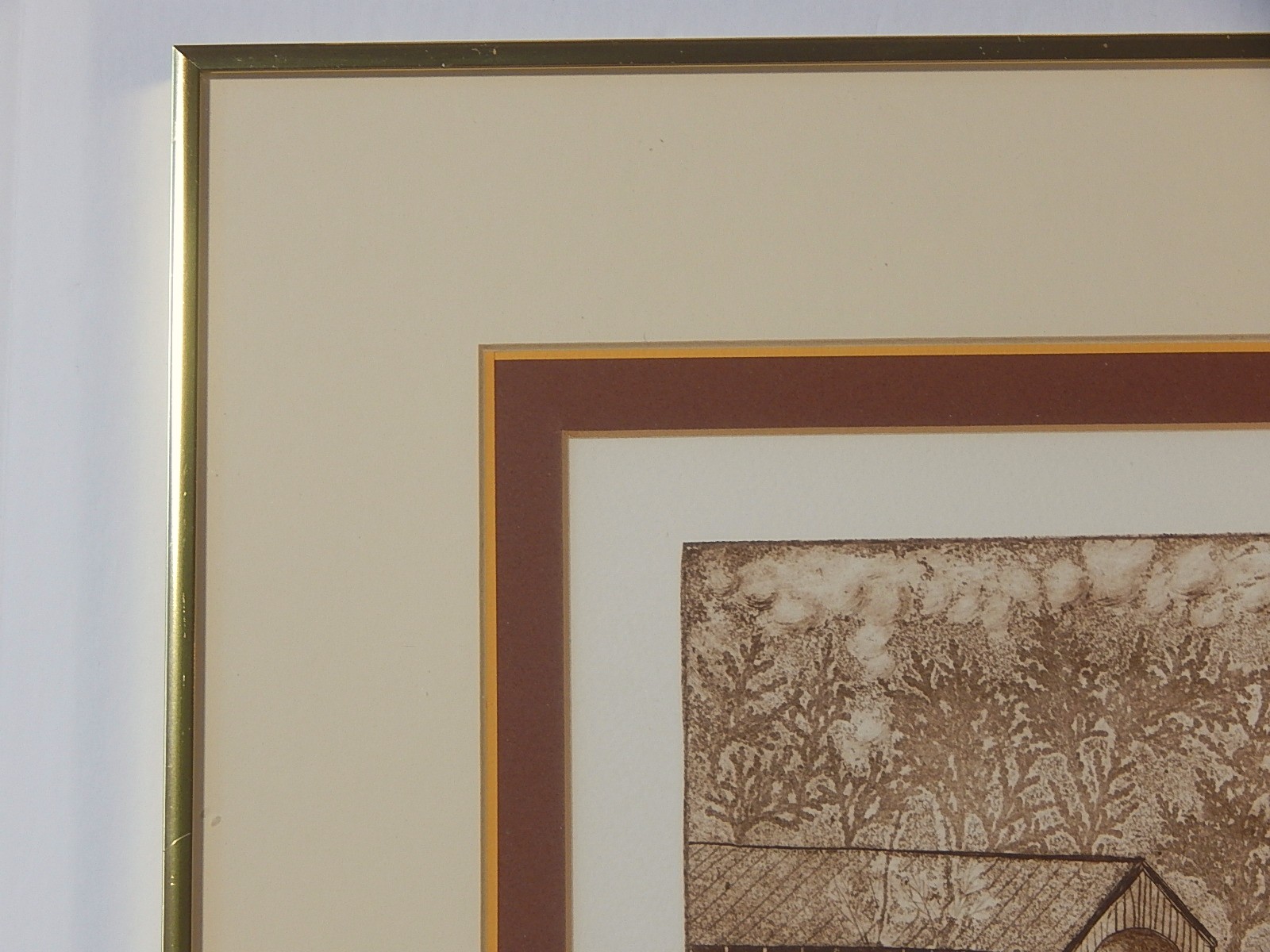 Ginger Hughes Limited Edition Dry Point Etching "Covered Bridges"