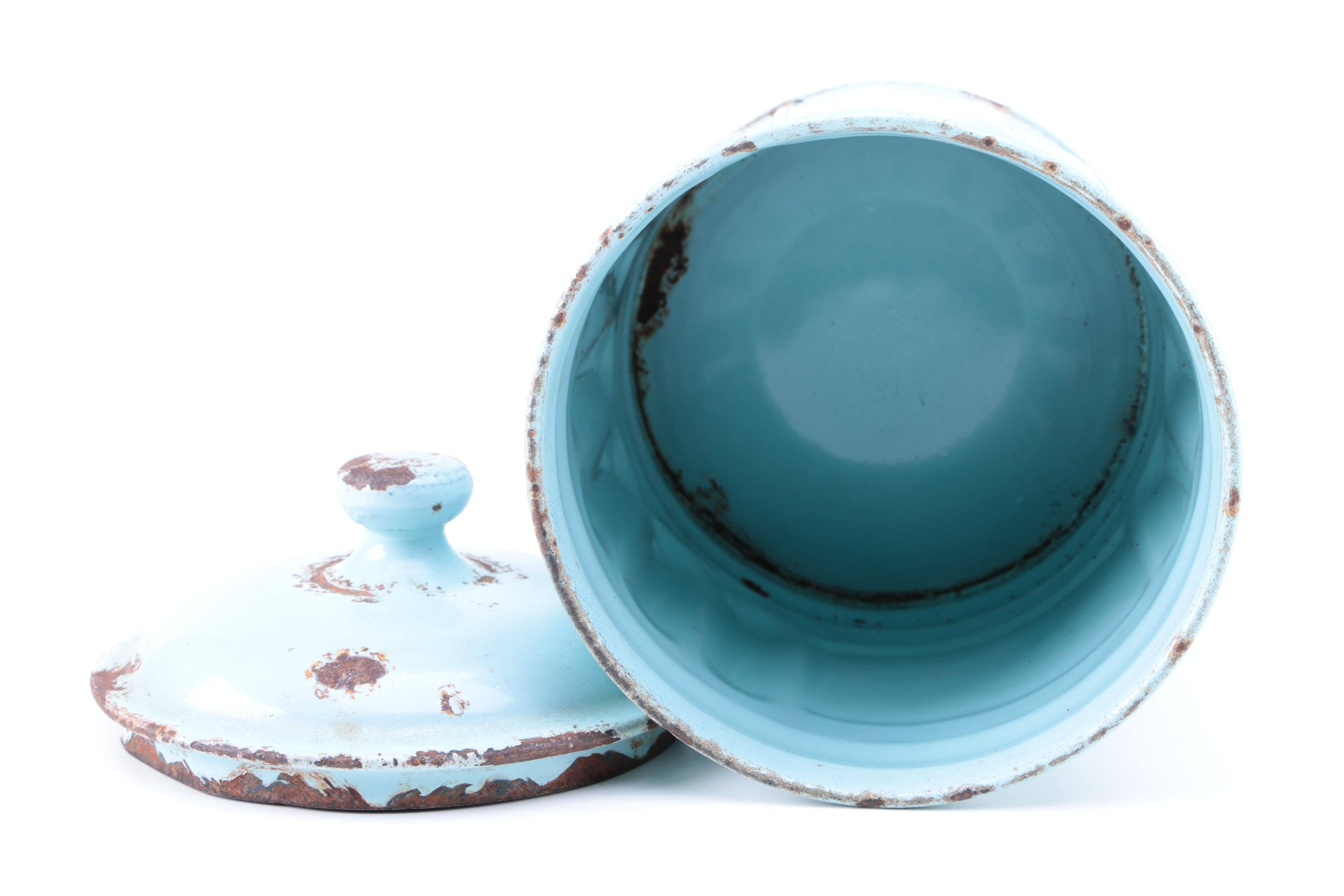 Vintage Luc & Cie Depose French Enameled Metal Canisters