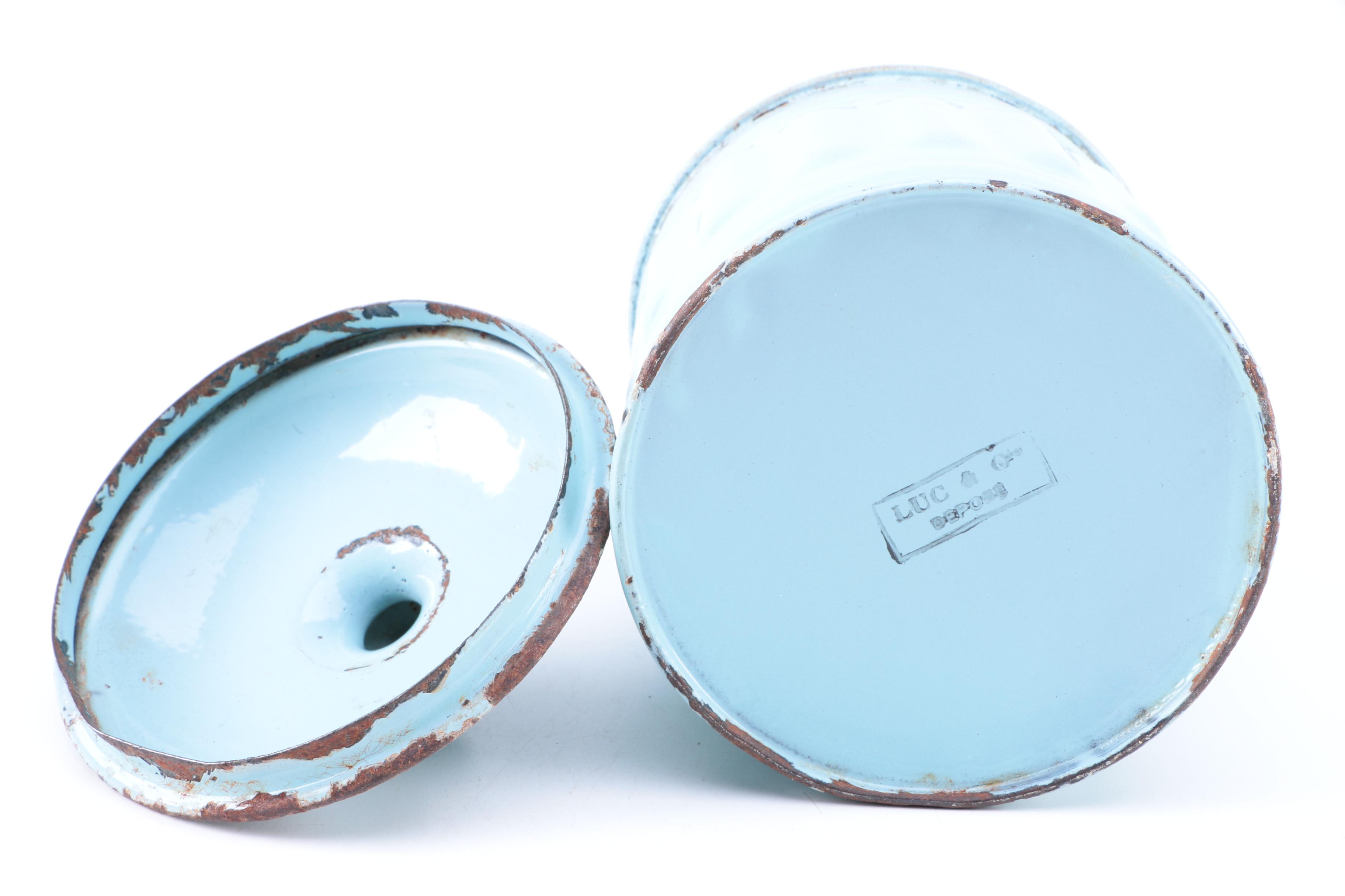 Vintage Luc & Cie Depose French Enameled Metal Canisters