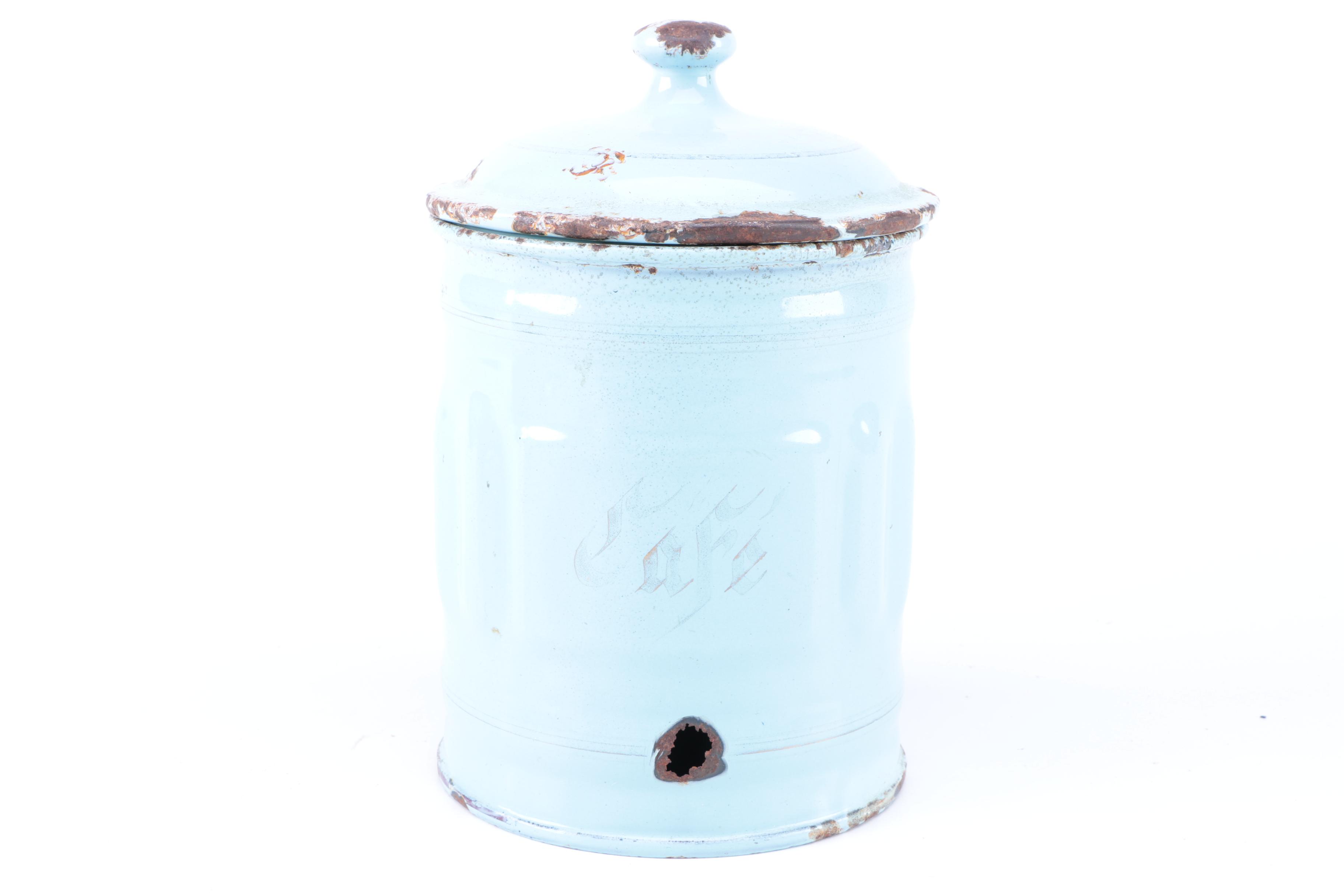 Vintage Luc & Cie Depose French Enameled Metal Canisters