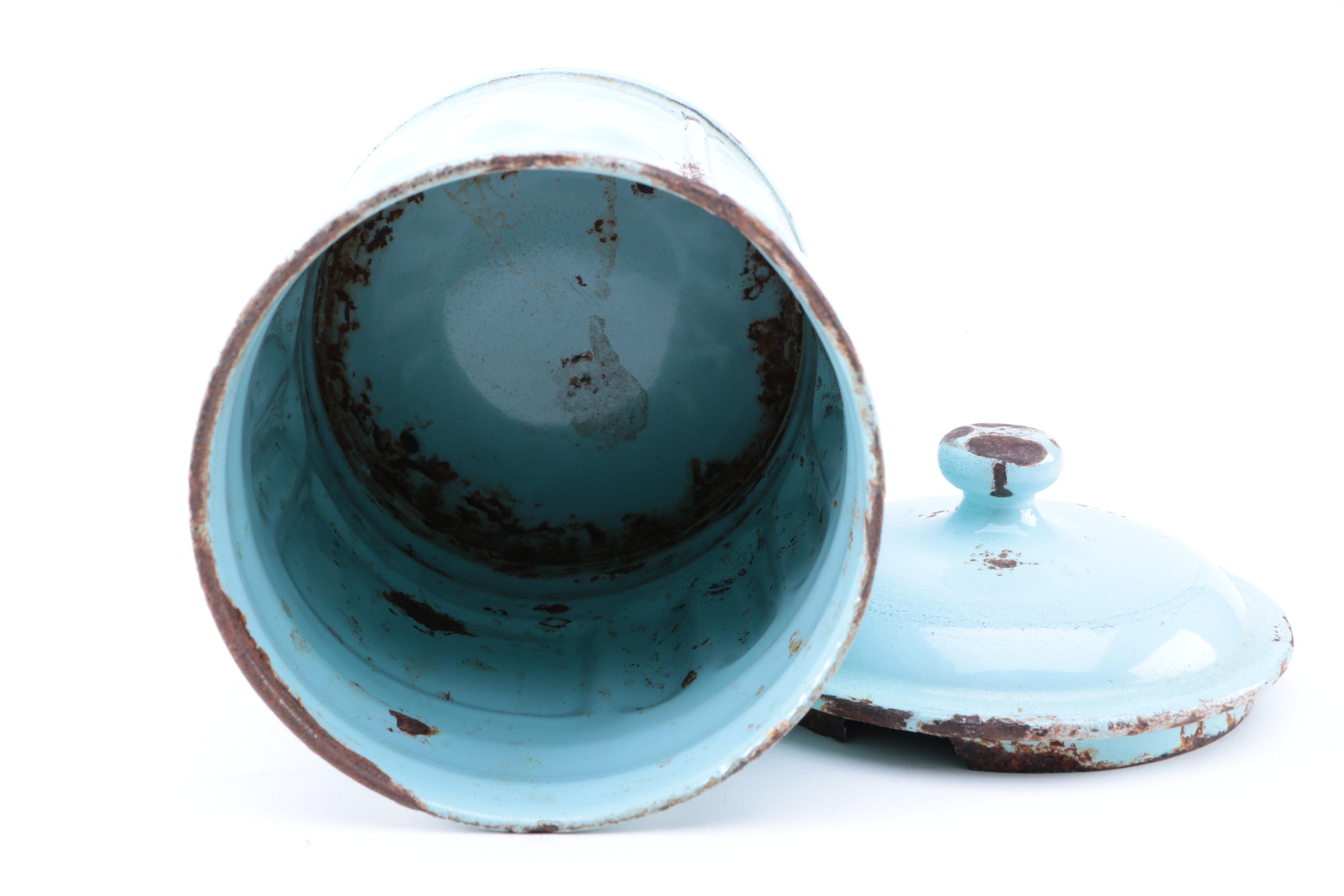 Vintage Luc & Cie Depose French Enameled Metal Canisters