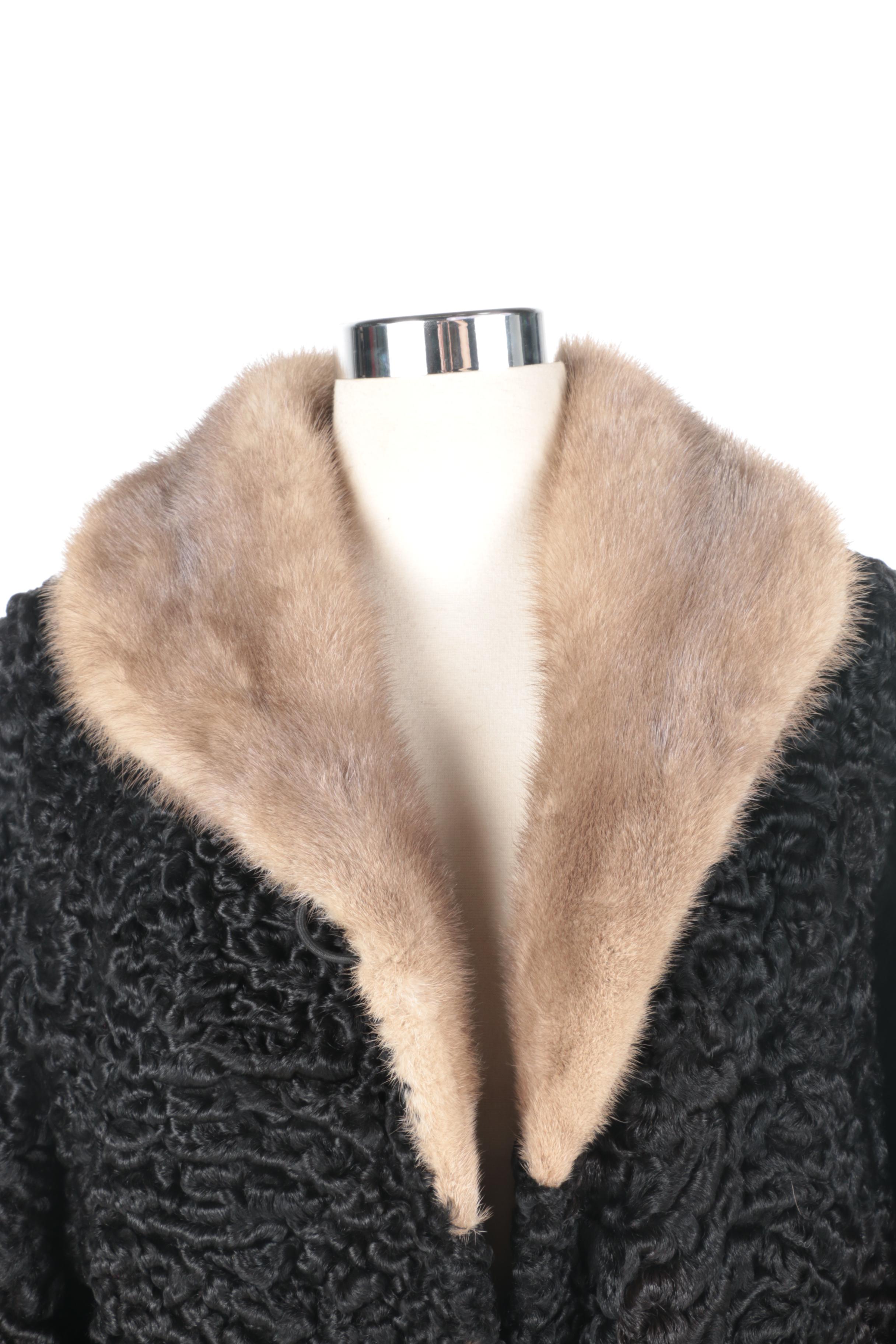 Women's Persian Lamb Coat with Mink Collar