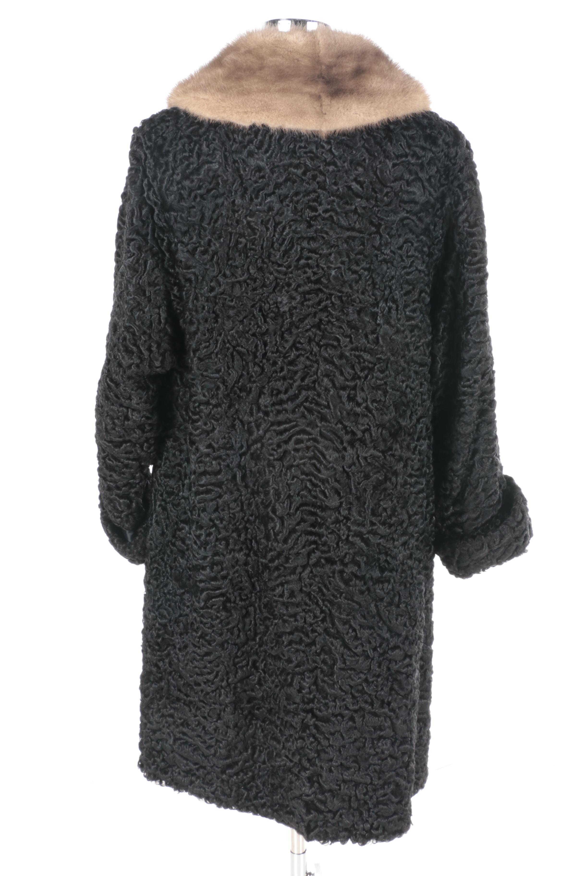 Women's Persian Lamb Coat with Mink Collar