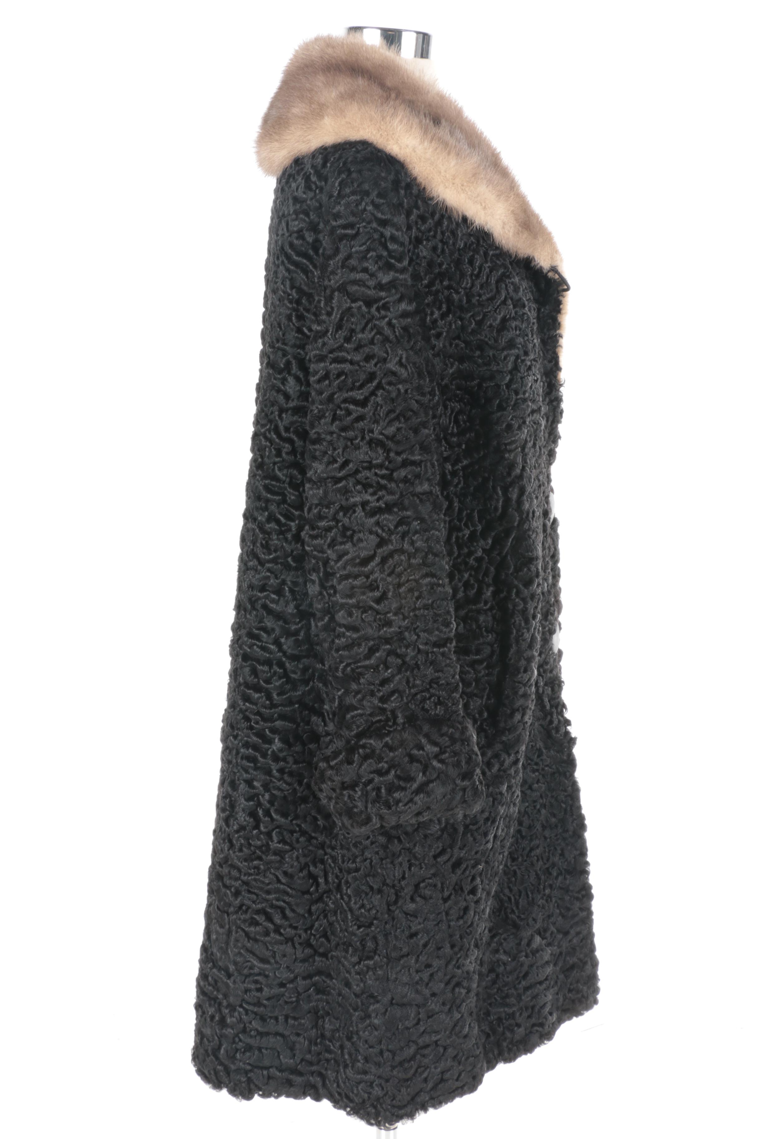 Women's Persian Lamb Coat with Mink Collar