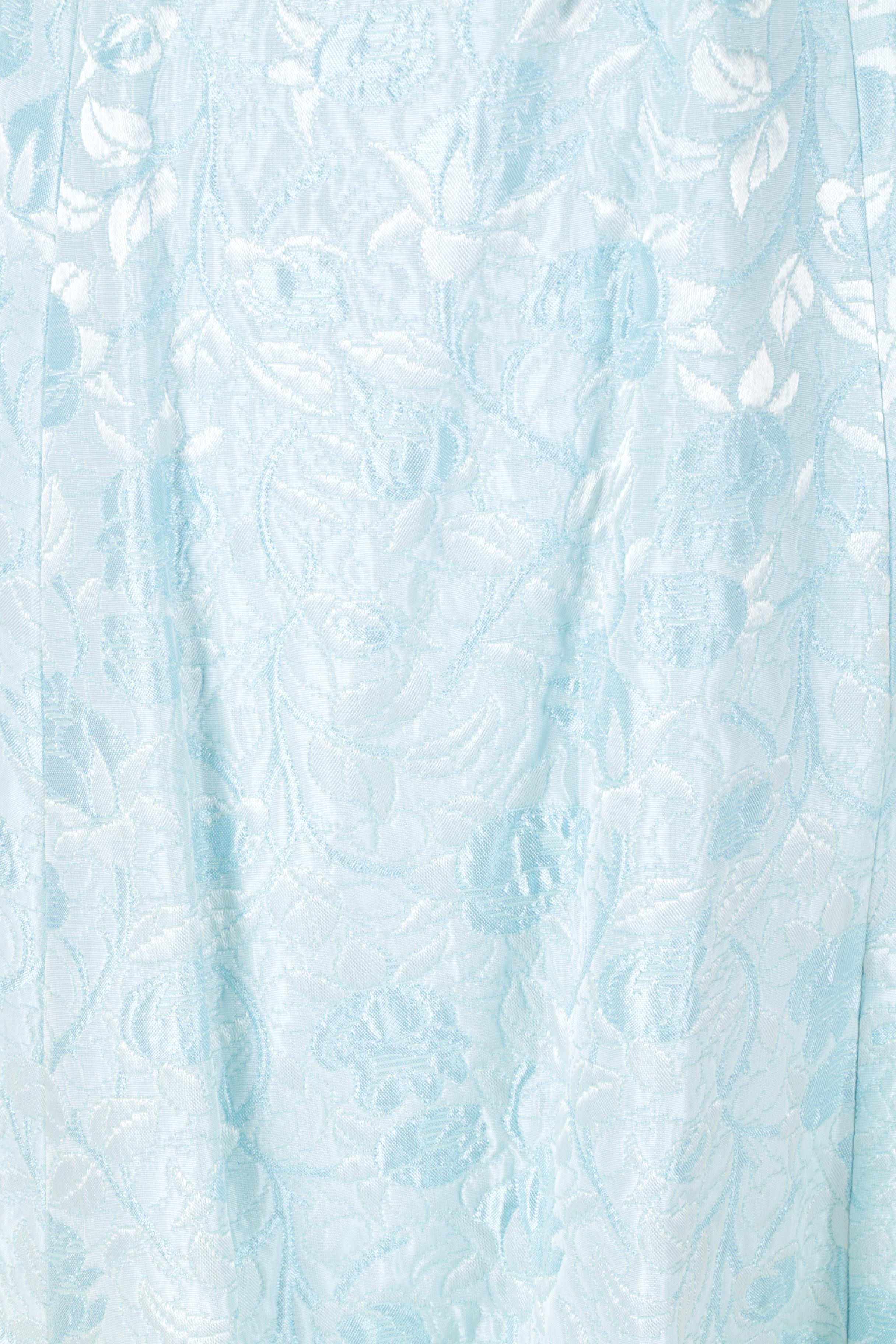 1960s Vintage Light Blue Brocade Embellished Dress