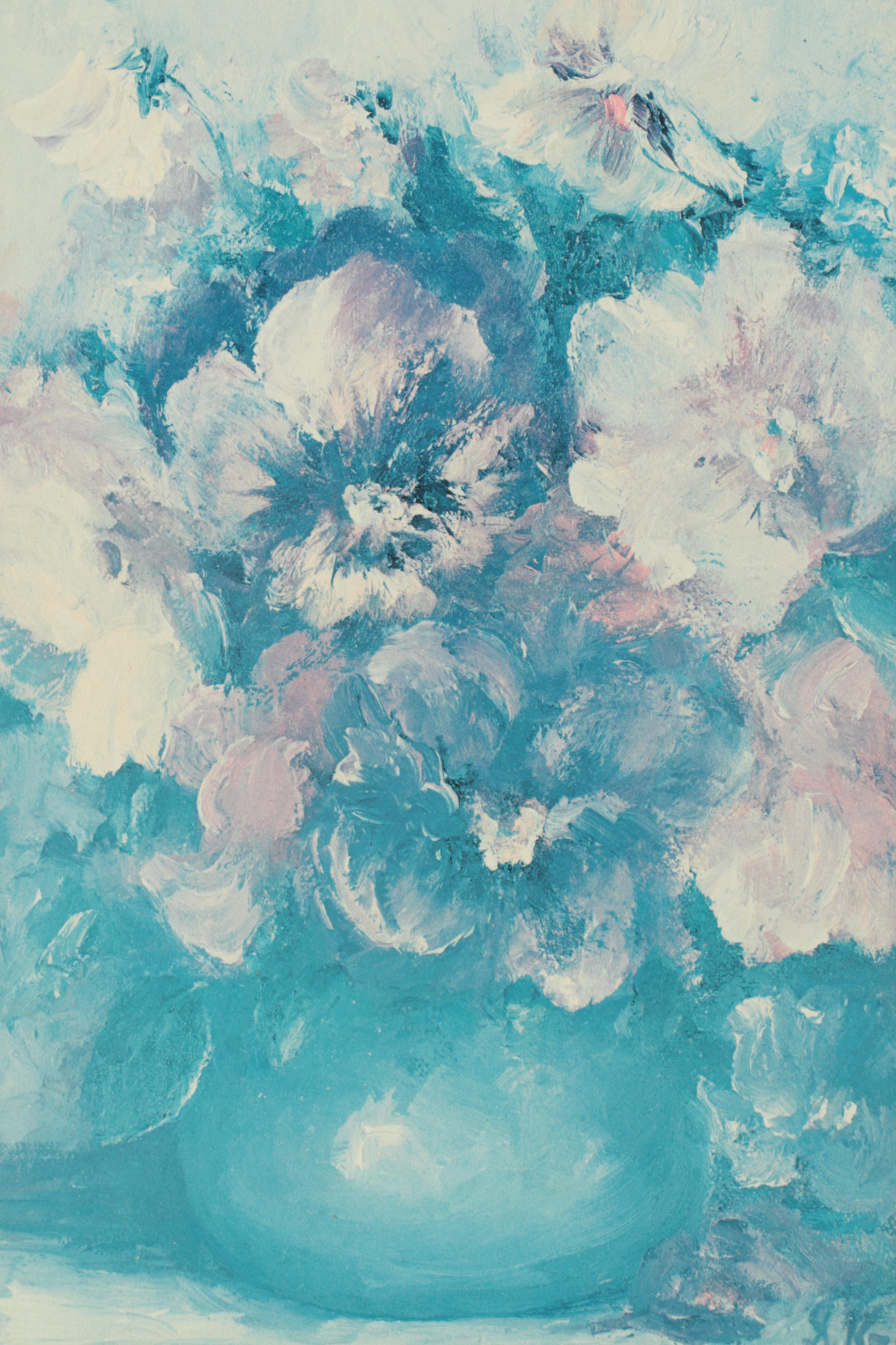 Offset Lithograph on Paper After Sally Kriner Painting of Flowers