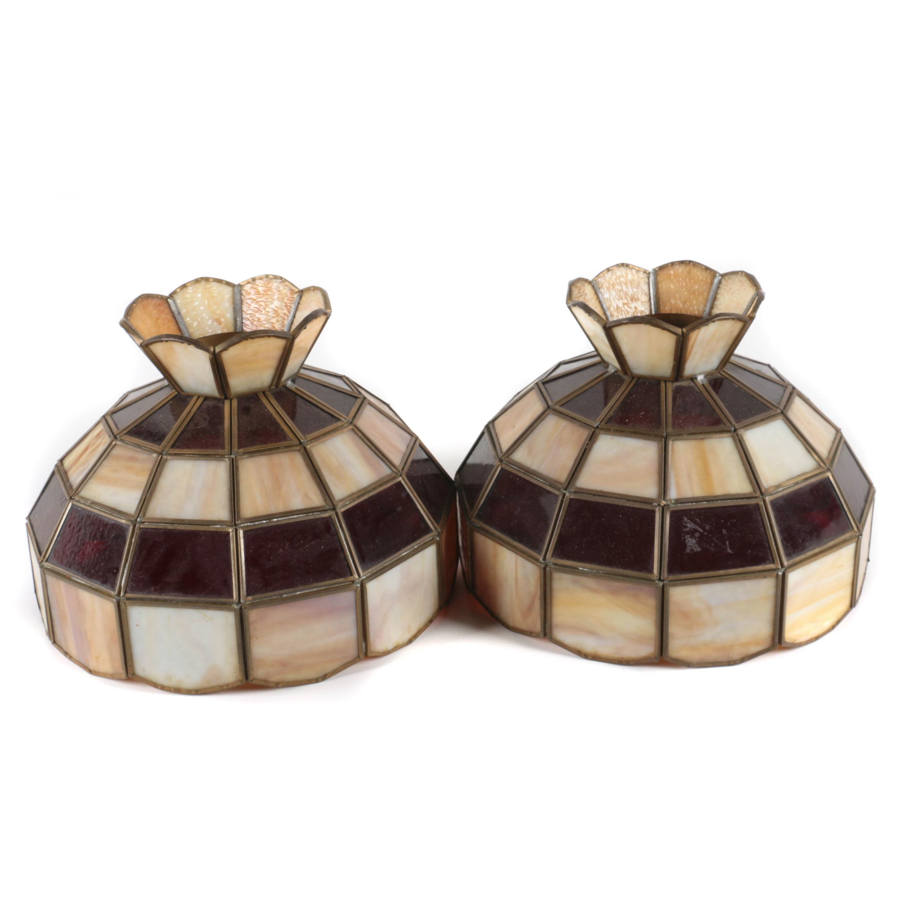 Vintage Stained Glass Hanging Lampshades