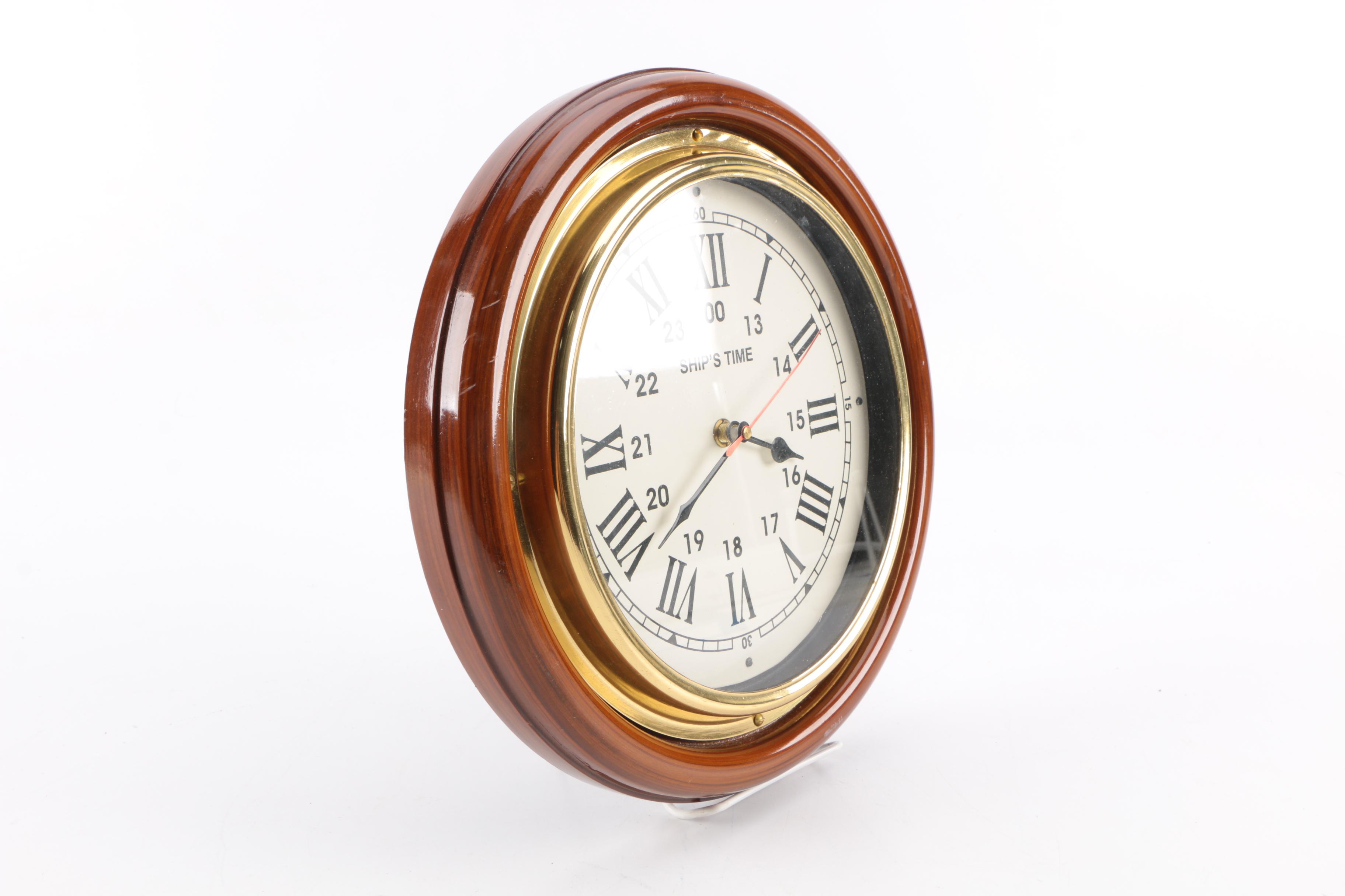 Wood Tone "ship's Time" Porthole Clock