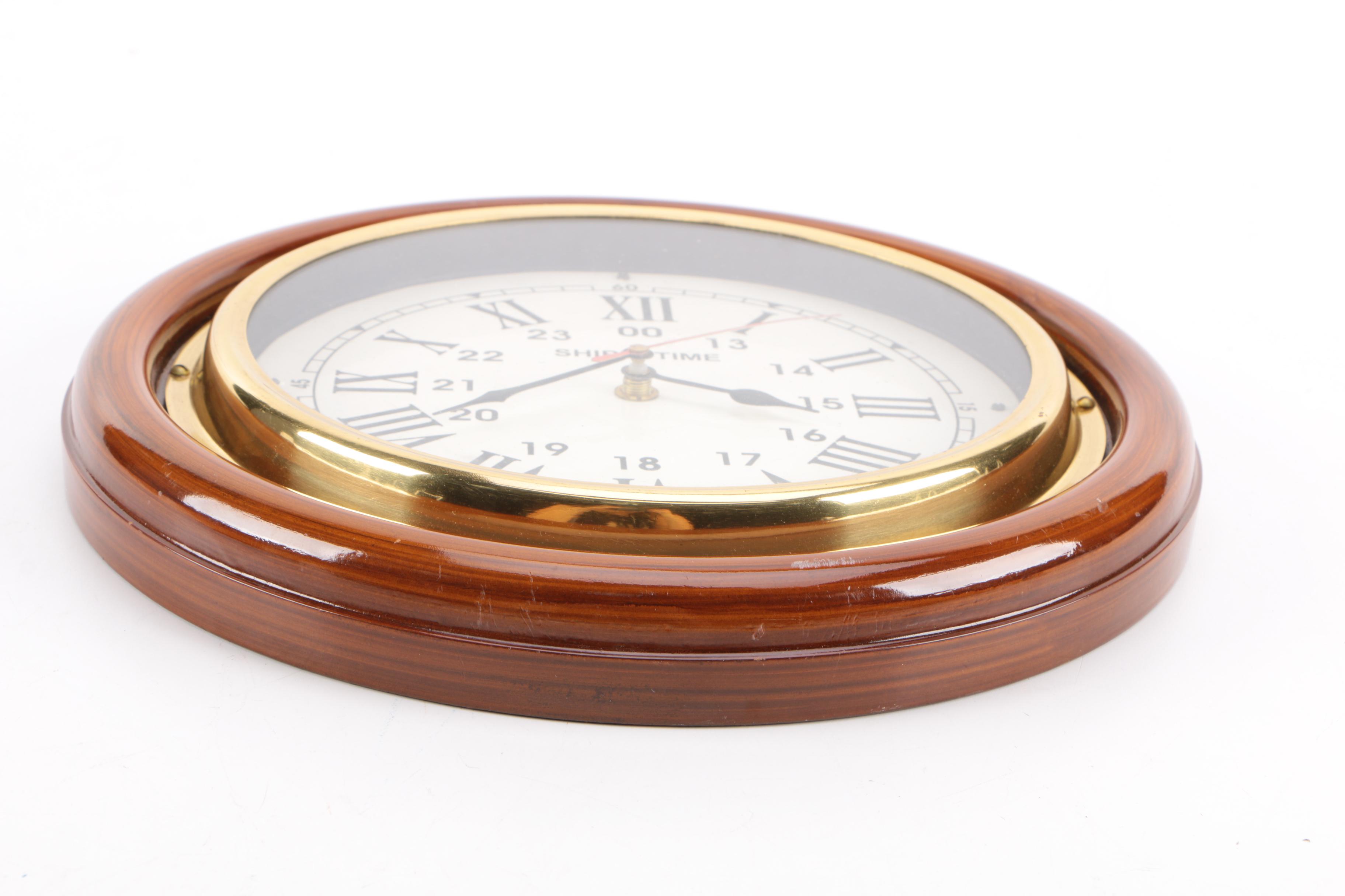 Wood Tone "ship's Time" Porthole Clock