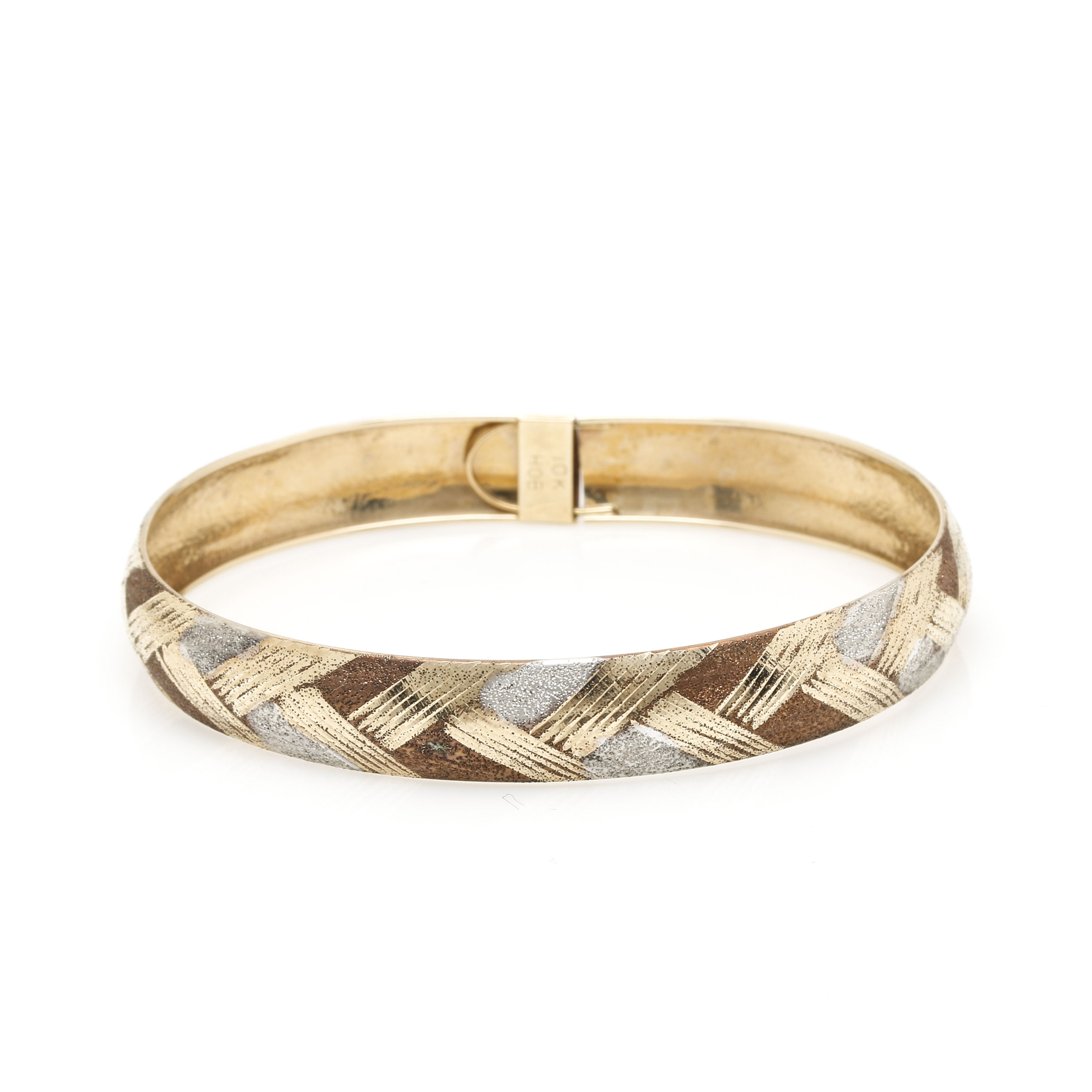 10K Tri-Tone Gold Bangle Bracelet