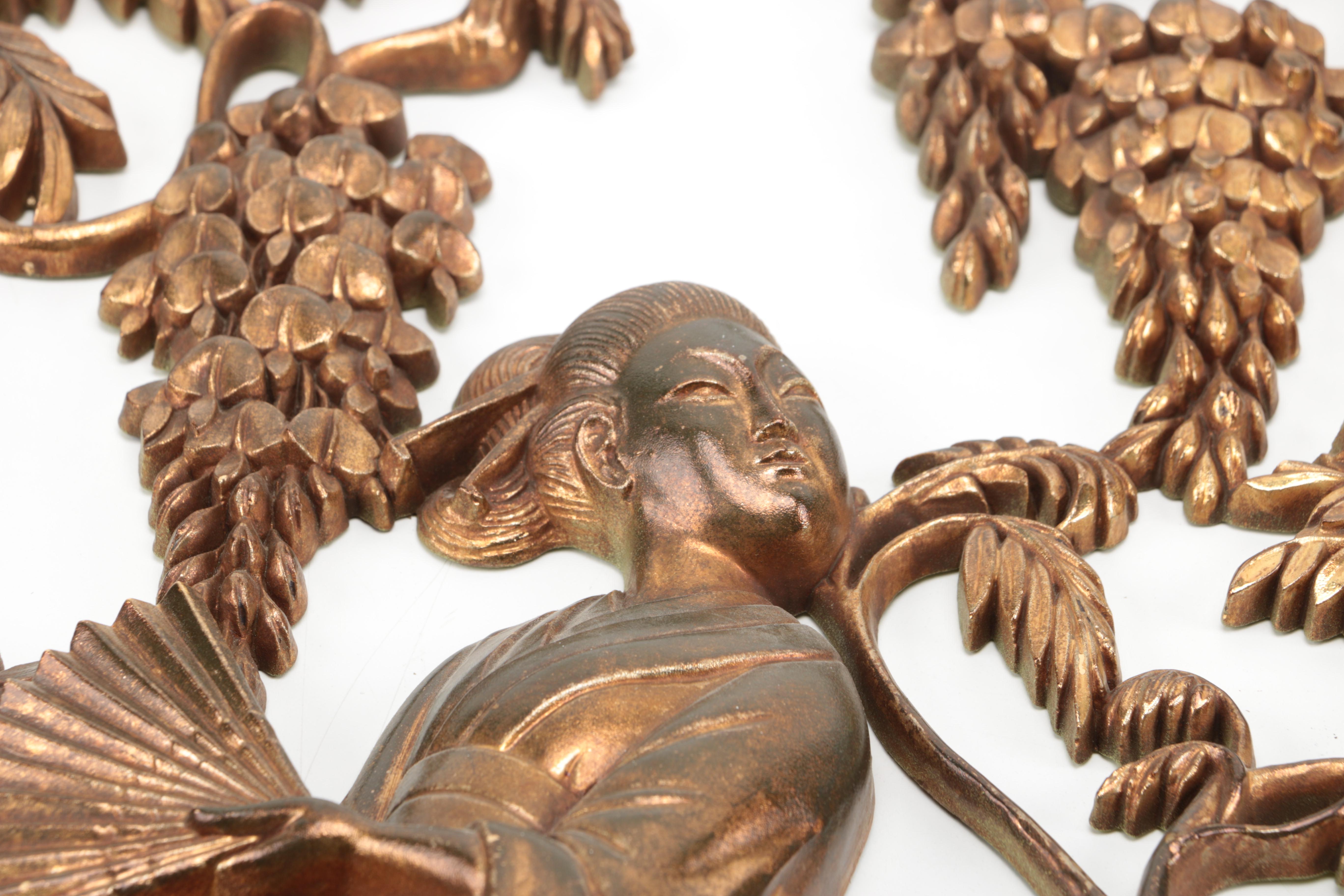 Pair of Asian Inspired Metal Wall Hangings