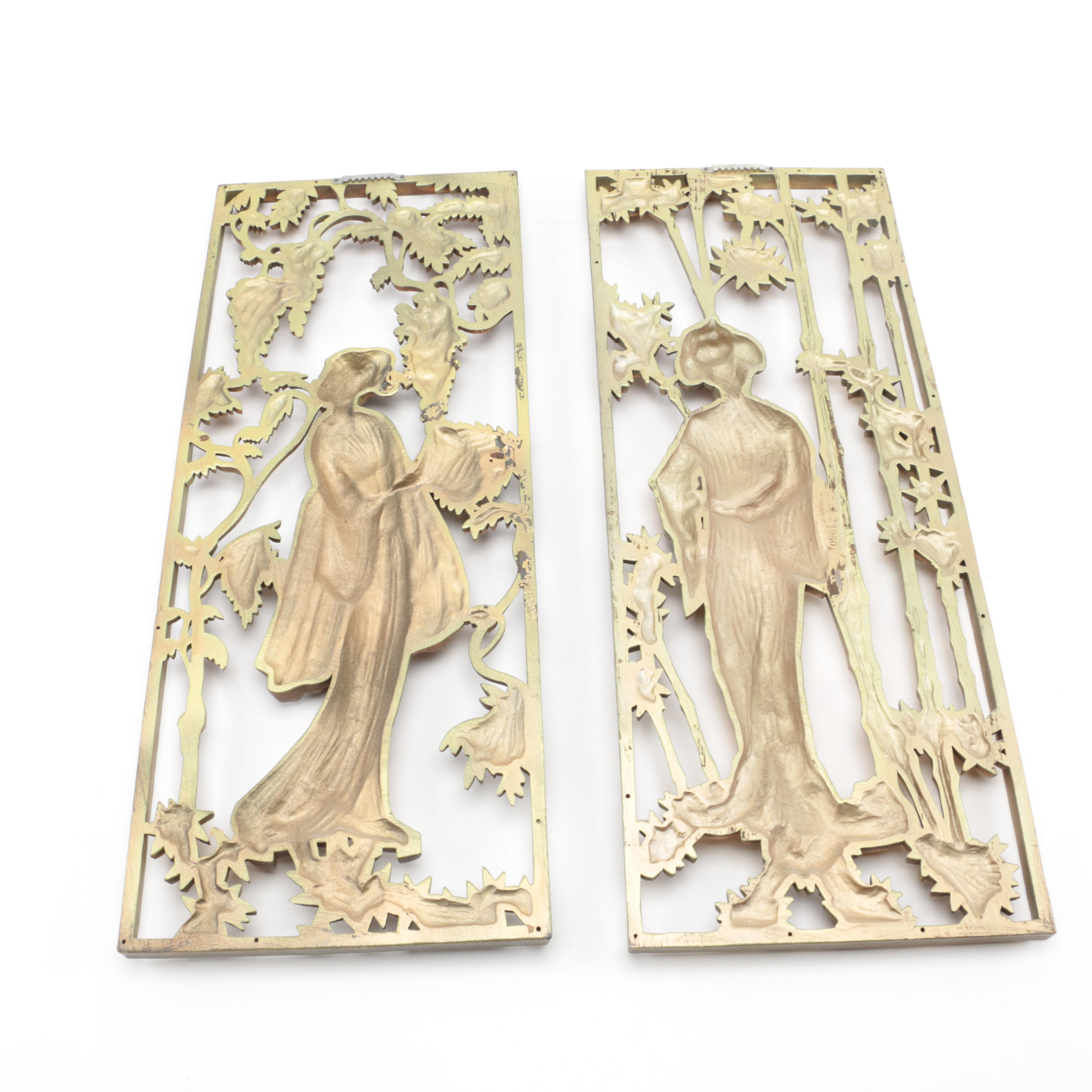 Pair of Asian Inspired Metal Wall Hangings