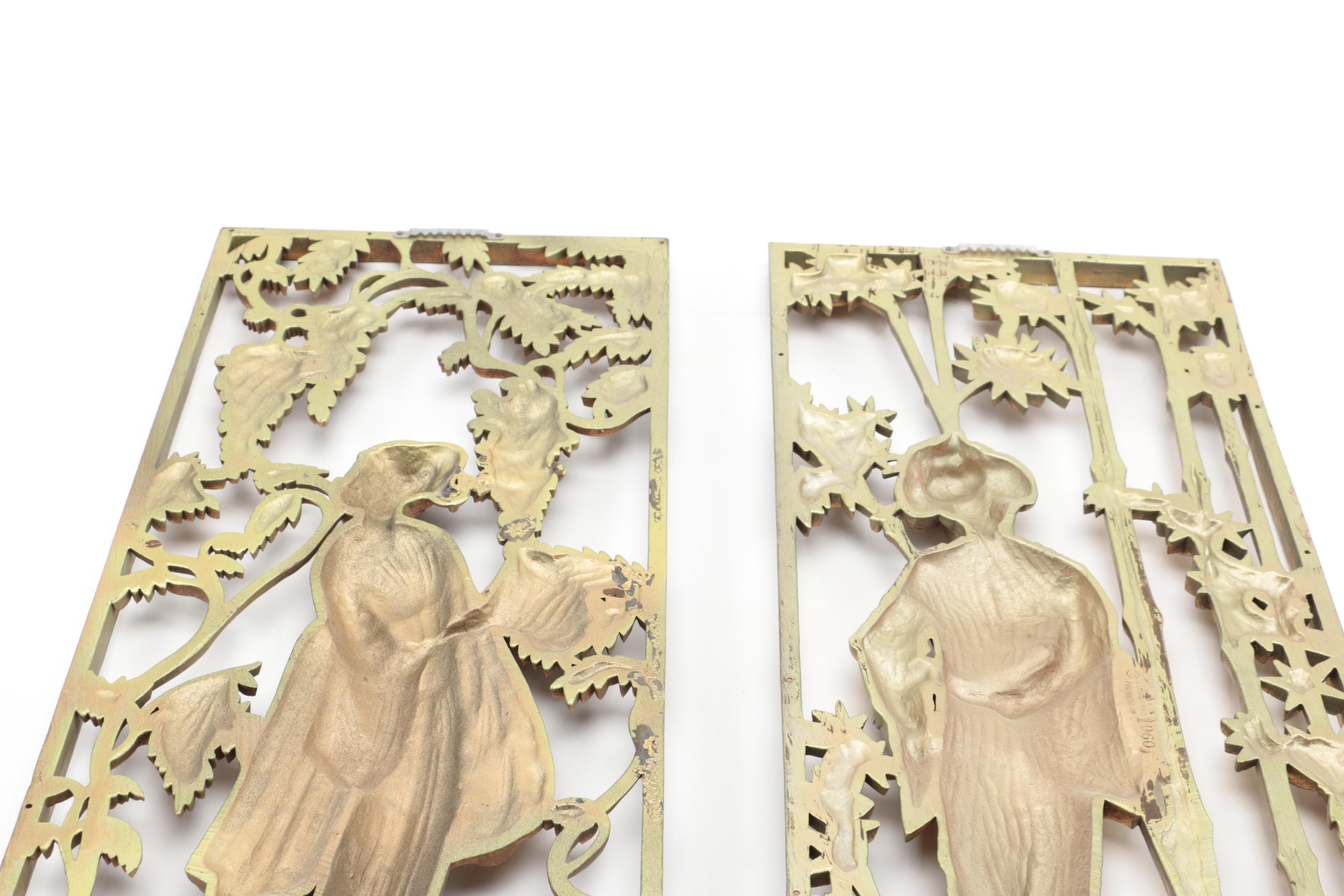 Pair of Asian Inspired Metal Wall Hangings