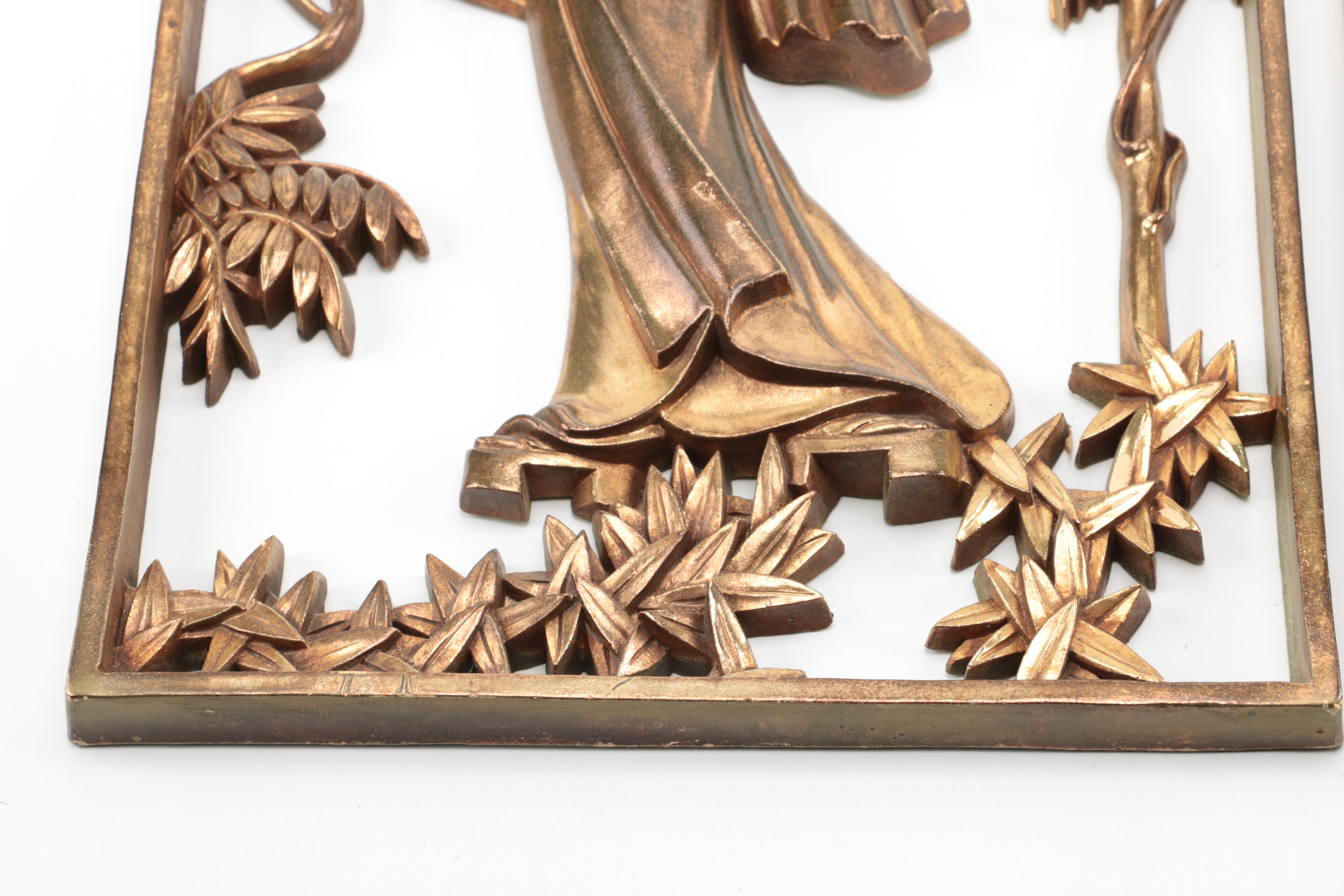 Pair of Asian Inspired Metal Wall Hangings