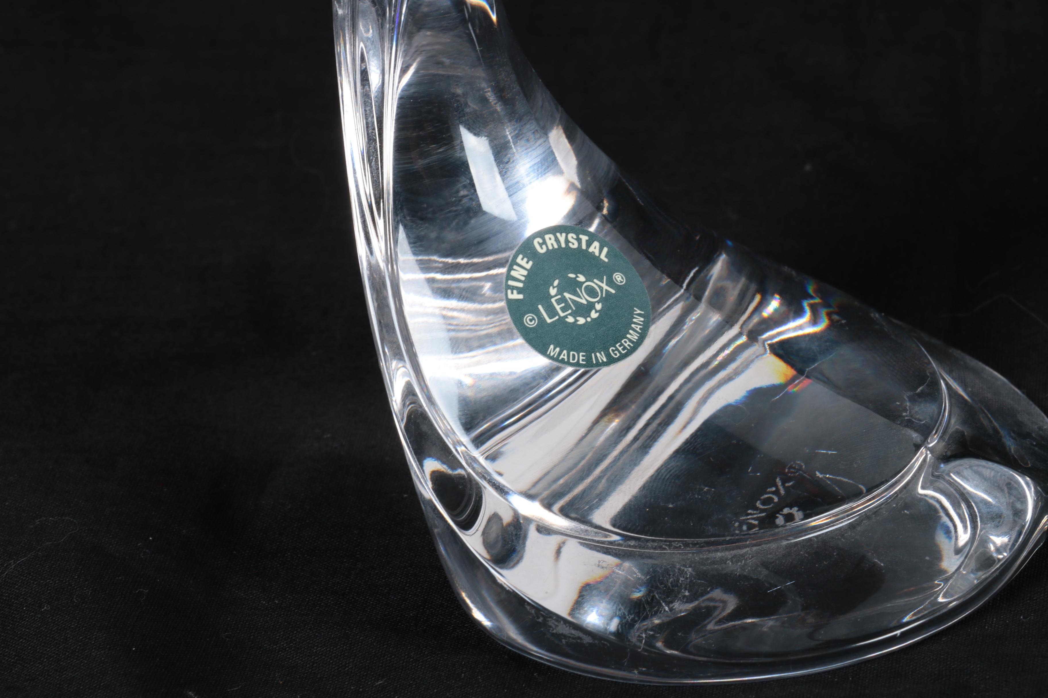 Pair of Lenox Crystal Dolphin Candlesticks